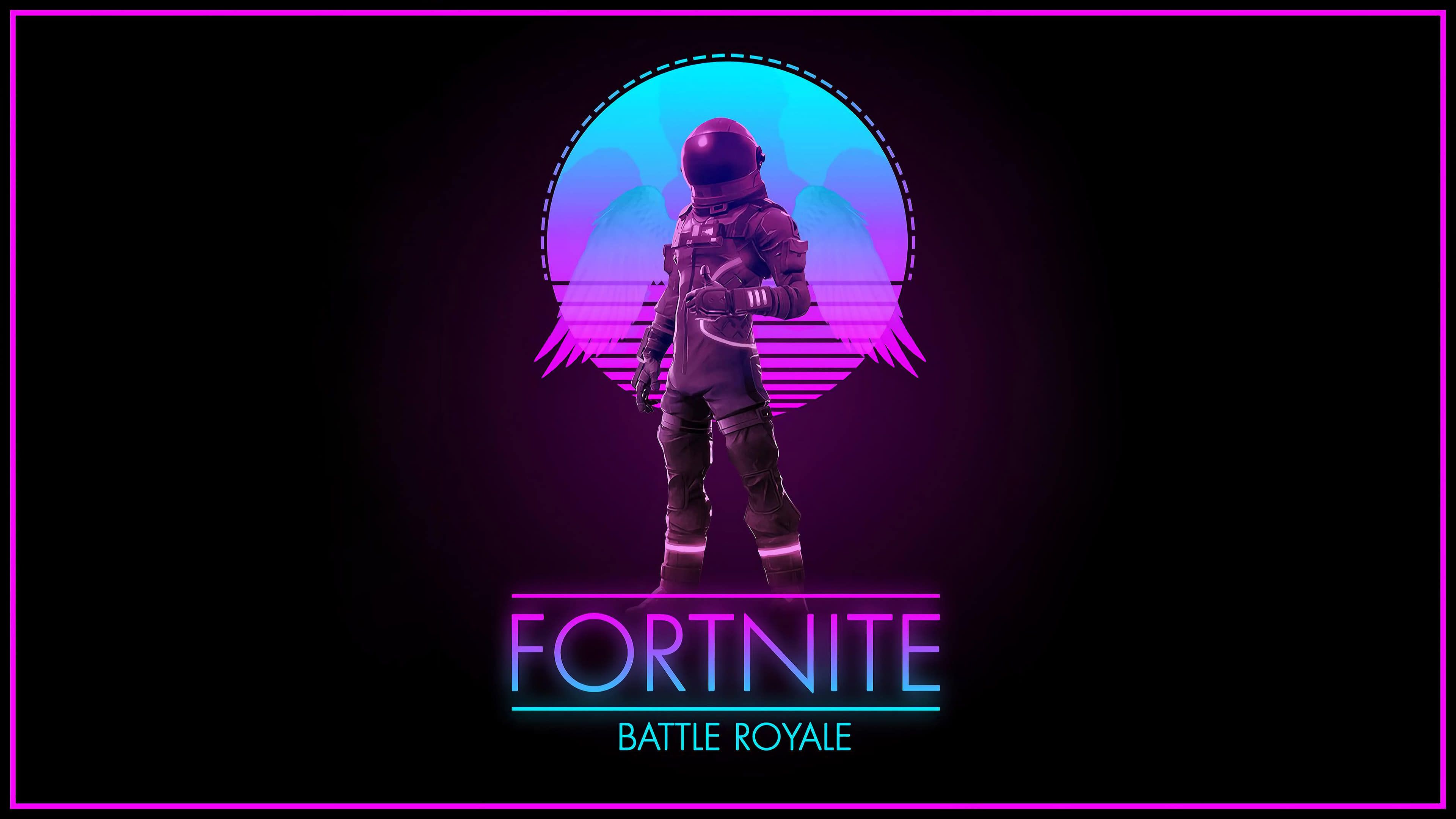 Logo Fortnite Battle Royale retro, Epic Games, 3840x2160 Ultra HD, 4K TV