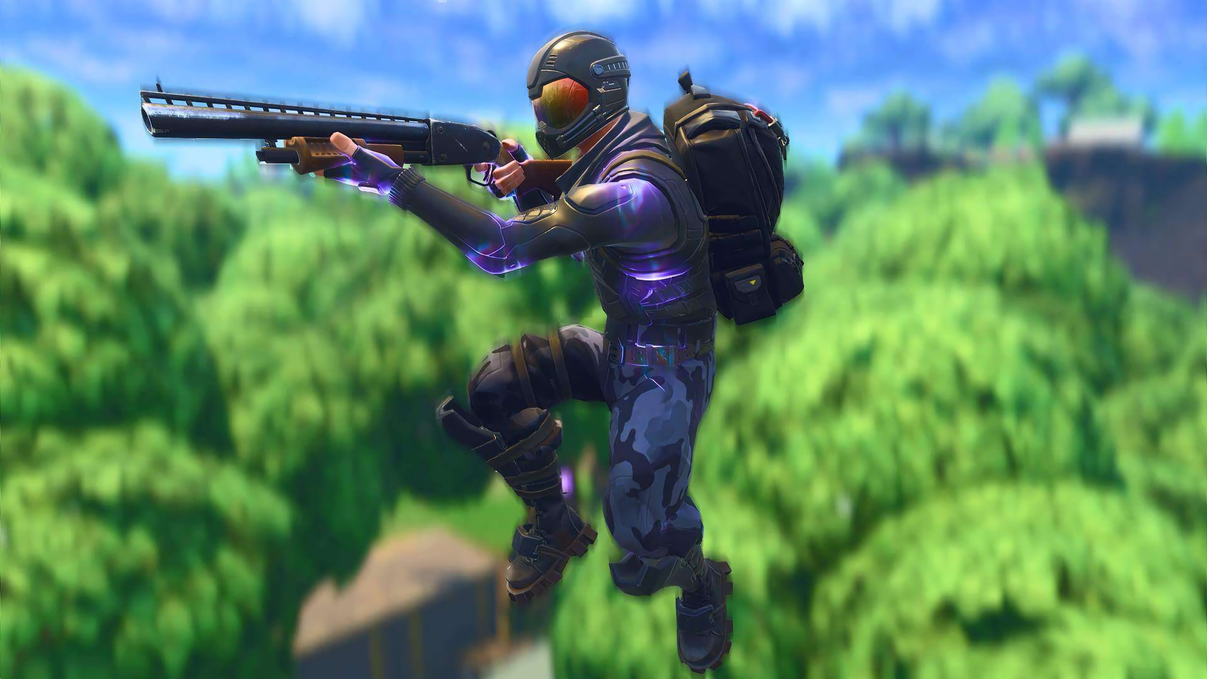 Personaggio con fucile Fortnite, 3840x2160 4K, Desktop 4K