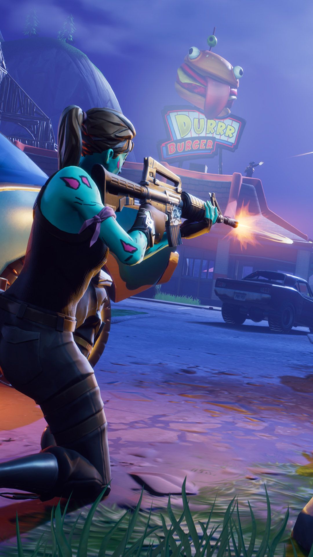 Personaggio Fortnite spara arma, 1080x1920 Full HD Verticale, Smartphone