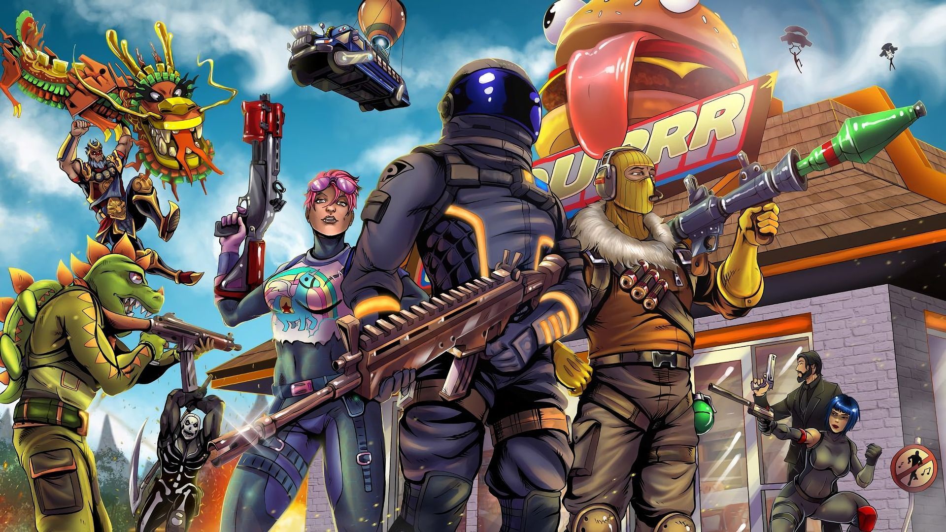 Personaggi armati Fortnite Battle Royale, 1920x1080 Full HD 1080p, Desktop