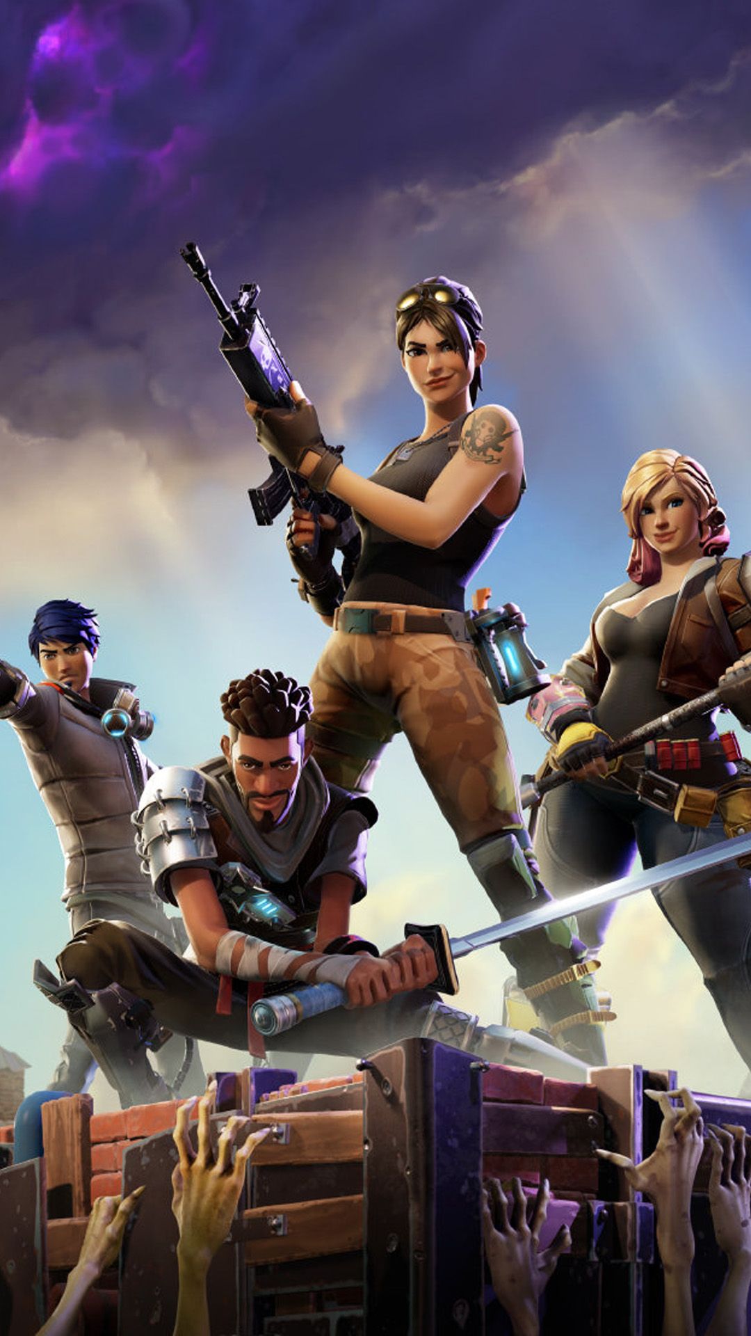 Personaggi Fortnite con armi, 1080x1920 Full HD Verticale, Smartphone