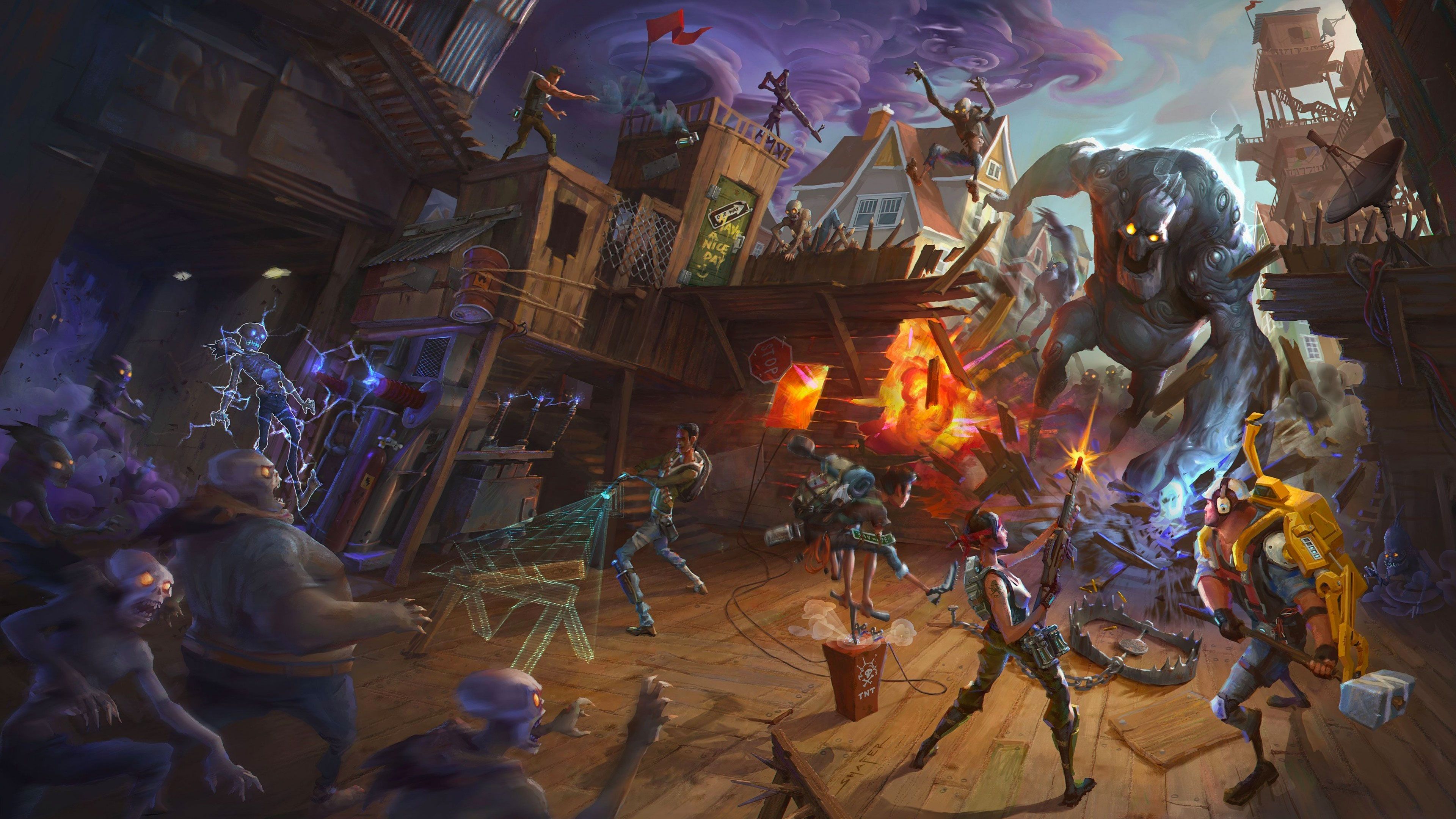 Personaggi Fortnite Battle Royale scena, Epic Games, 3840x2160 4K, Desktop 4K