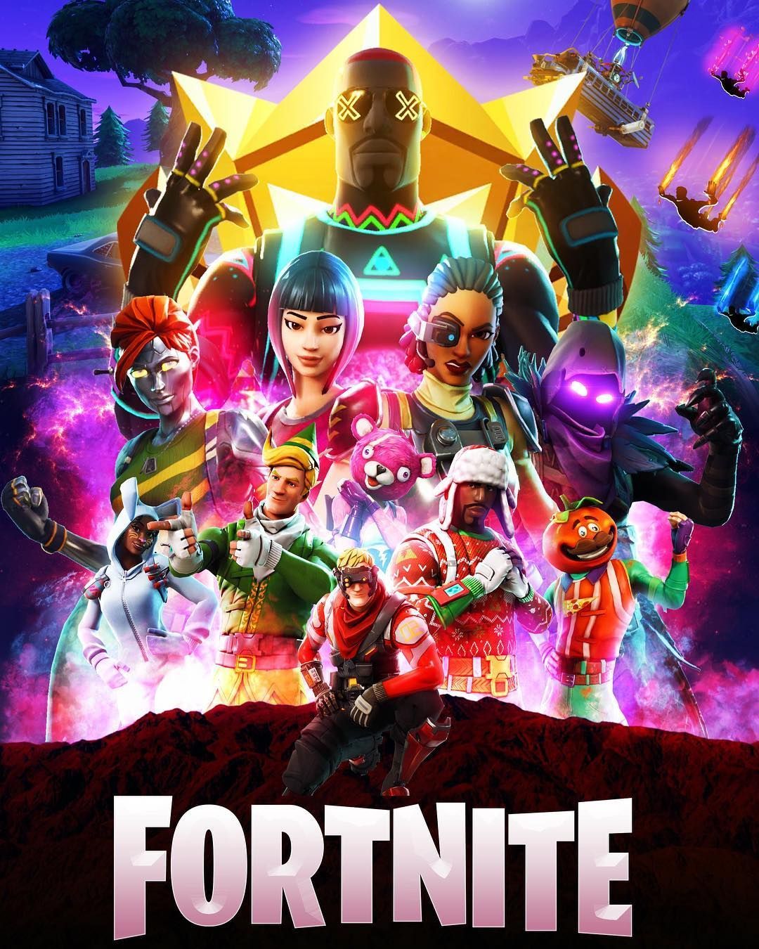 Personaggi Fortnite poster, battle royale, 1080x1350 Verticale, Mobile