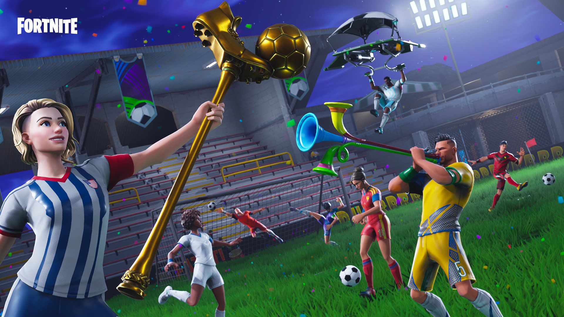 Personaggi Fortnite tema calcio, 1920x1080 Full HD 1080p, Desktop