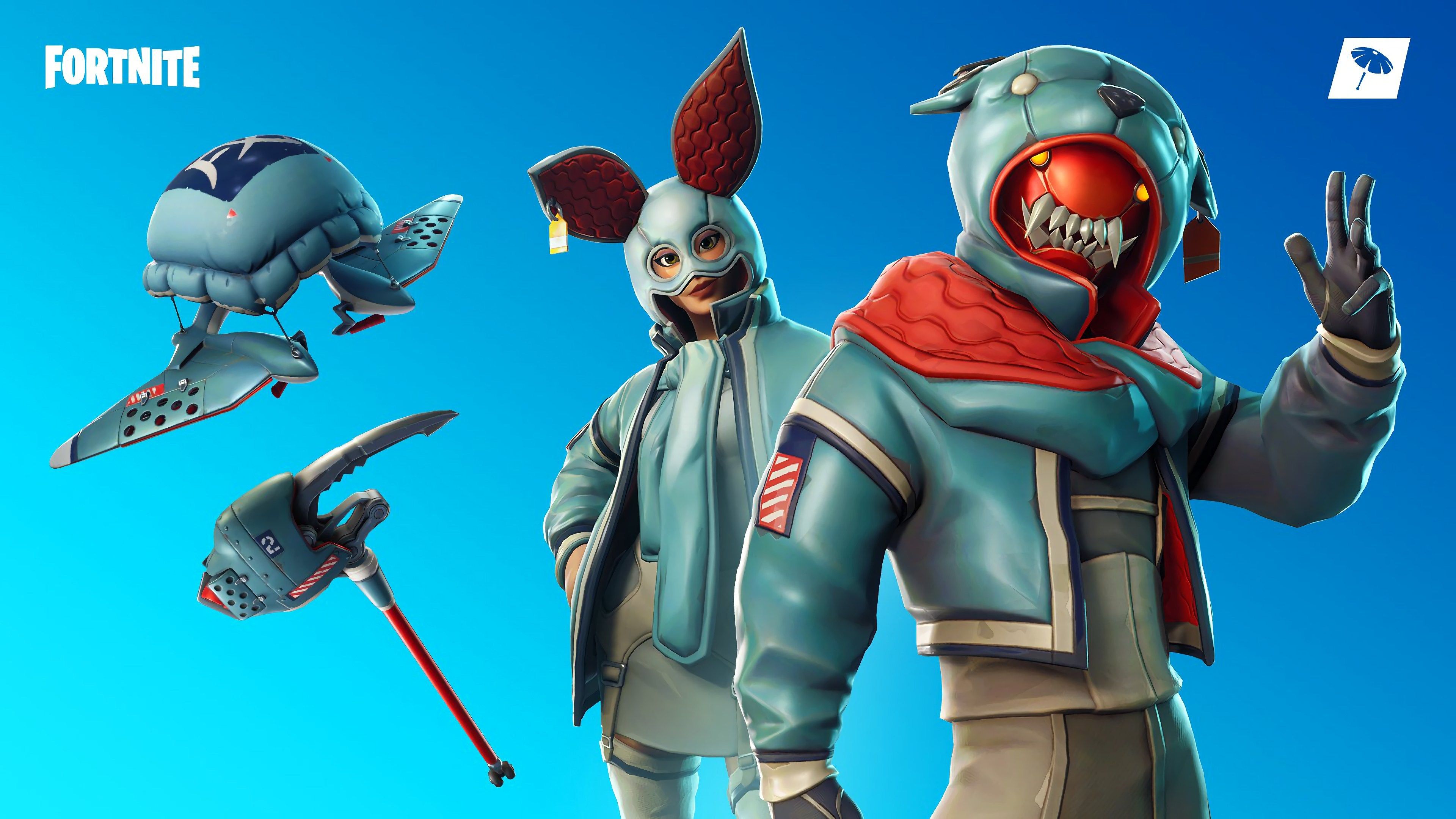 Skin coniglio e squalo Fortnite, 3840x2160 4K Ultra HD, Monitor 4K