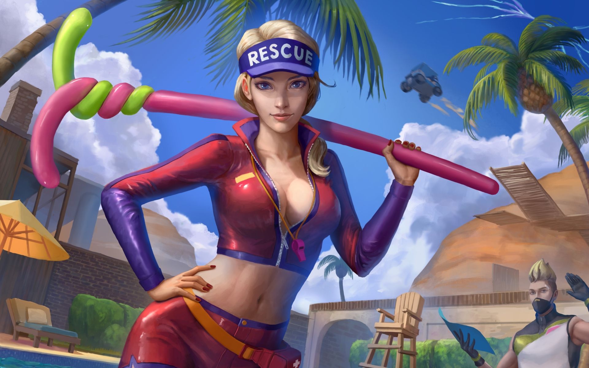 Personaggio Fortnite Rescue spiaggia, Epic Games, 1920x1200 Full HD+, PC