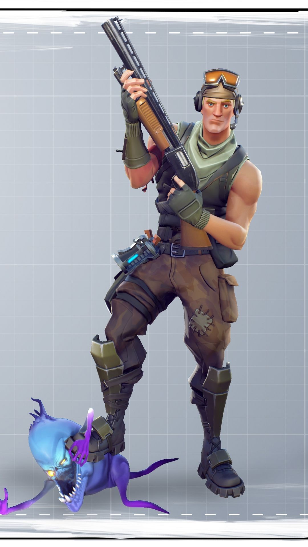 Personaggio Default Fortnite con fucile, 1080x1920 Verticale, Telefono