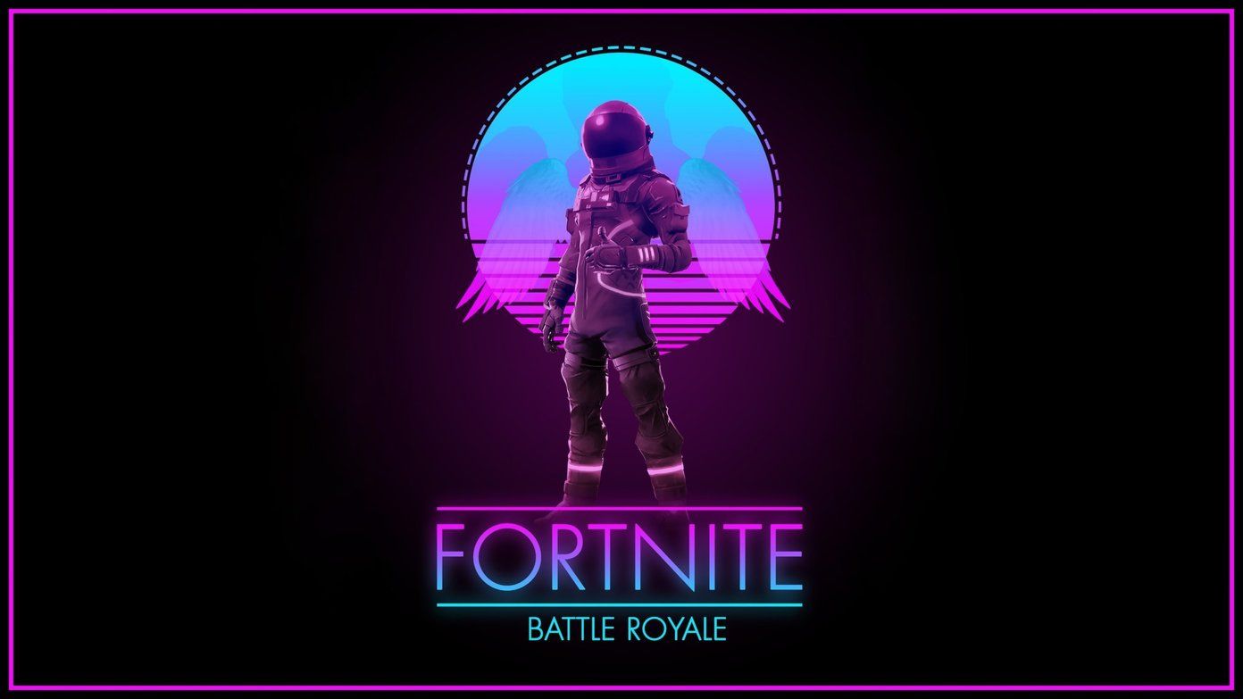 Personaggio Fortnite stile retrowave, Epic Games, 1392x783 720p, PC