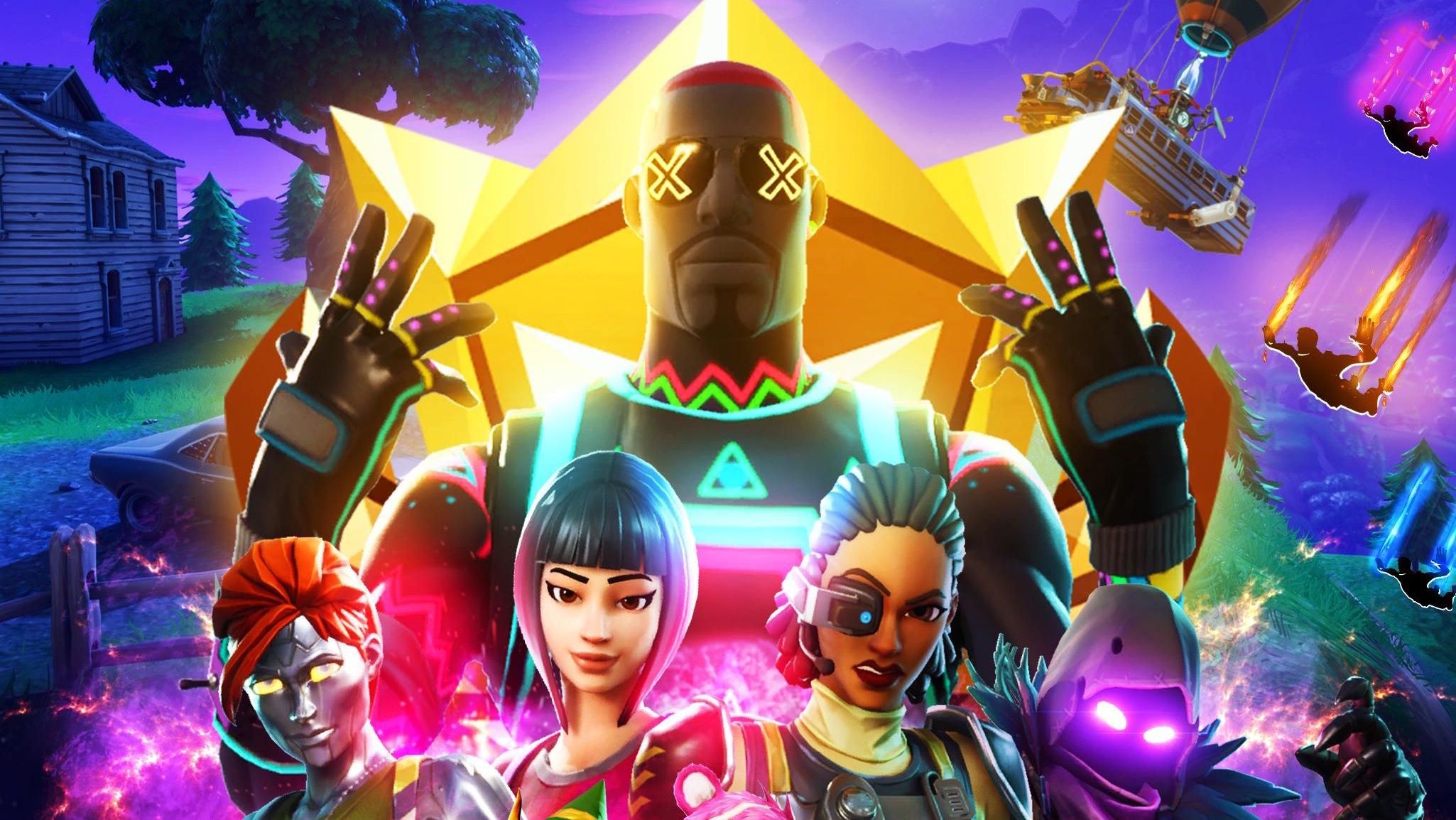 Personaggi Fortnite stella colorata, 2050x1154 2K, iMac