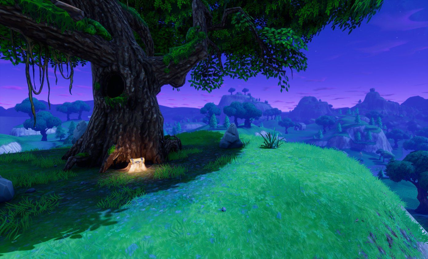 Fortnite albero collina notte, 1392x842 HD, Desktop