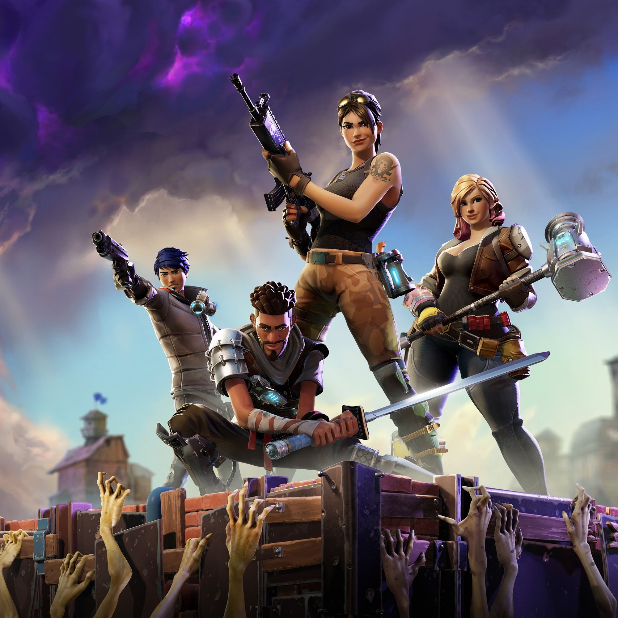 Personaggi Fortnite con armi, 2000x2000 2K, Desktop