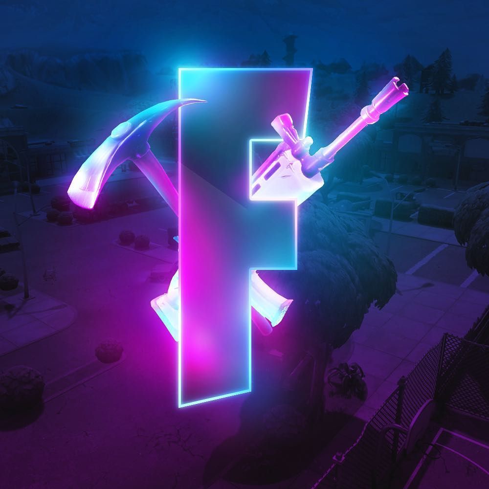Logo Fortnite neon piccone, 1000x1000 HD, Desktop