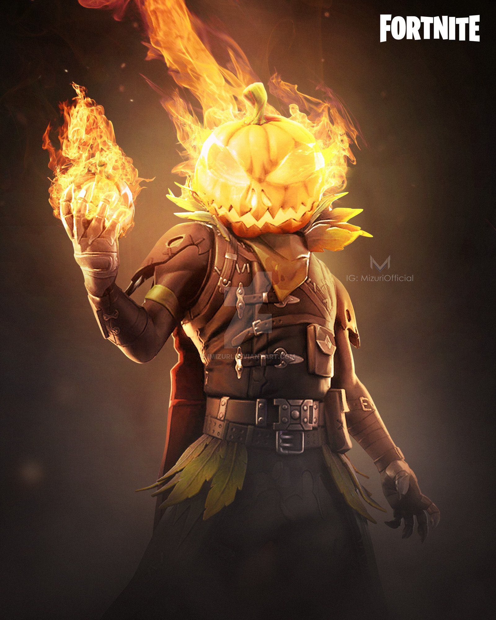 Fortnite personaggio zucca infuocata, 1600x2000 Full HD Verticale, Smartphone