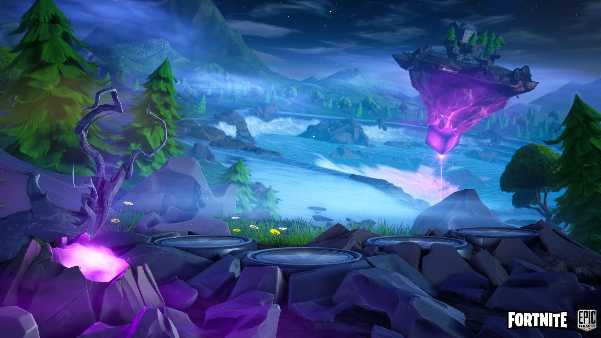 Fortnite paesaggio notturno viola, 1920x1080 Full HD, Laptop