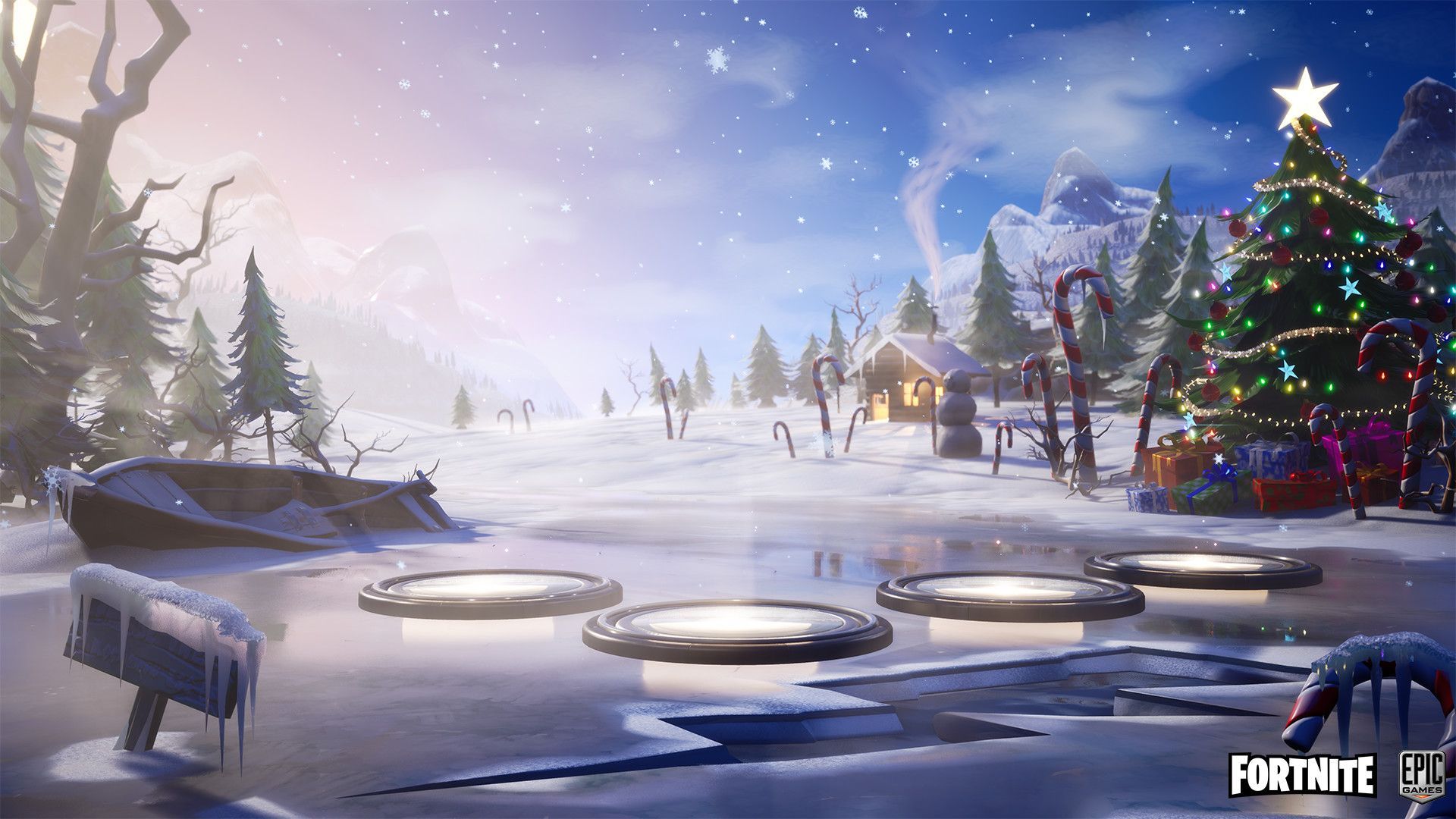 Personaggio Fortnite invernale con falce, Epic Games, 1600x900 HD Ready, PC