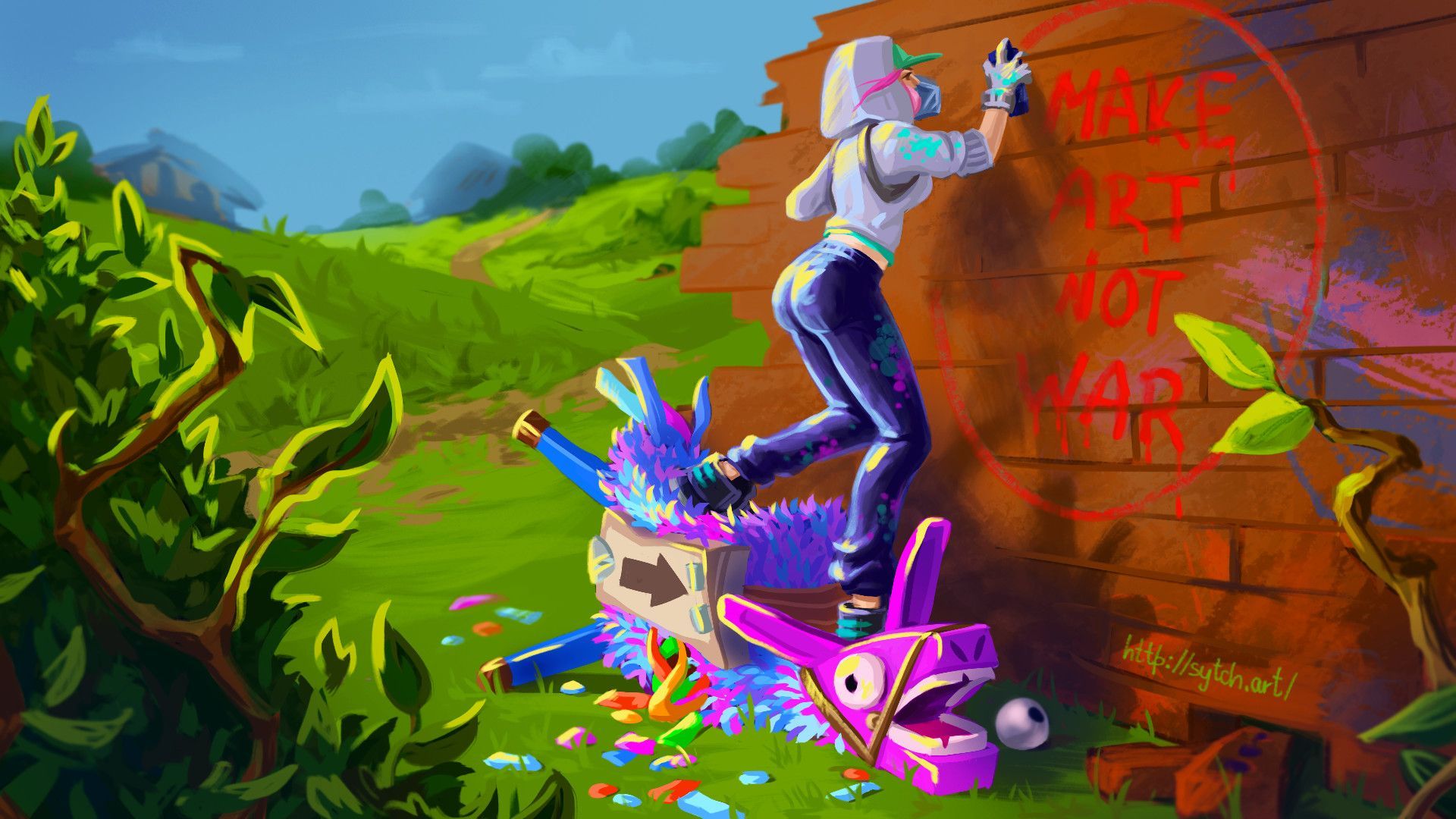 Lama di Fortnite spray, battle royale, 1920x1080 Full HD, Desktop