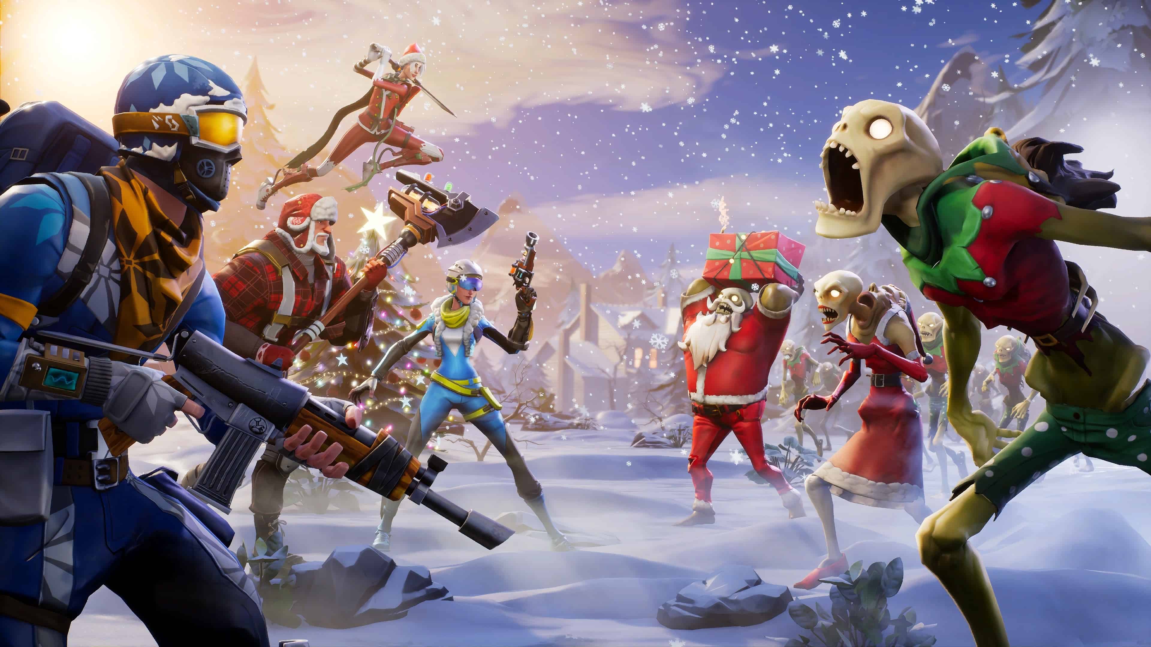 Personaggi Fortnite tema invernale, battle royale, 3840x2160 4K, Desktop 4K