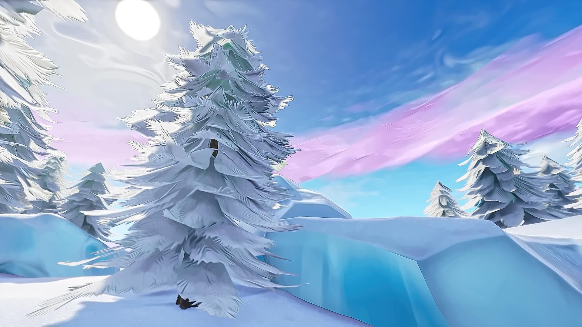 Paesaggio innevato Fortnite invernale, battle royale, 1920x1080 Full HD, Desktop