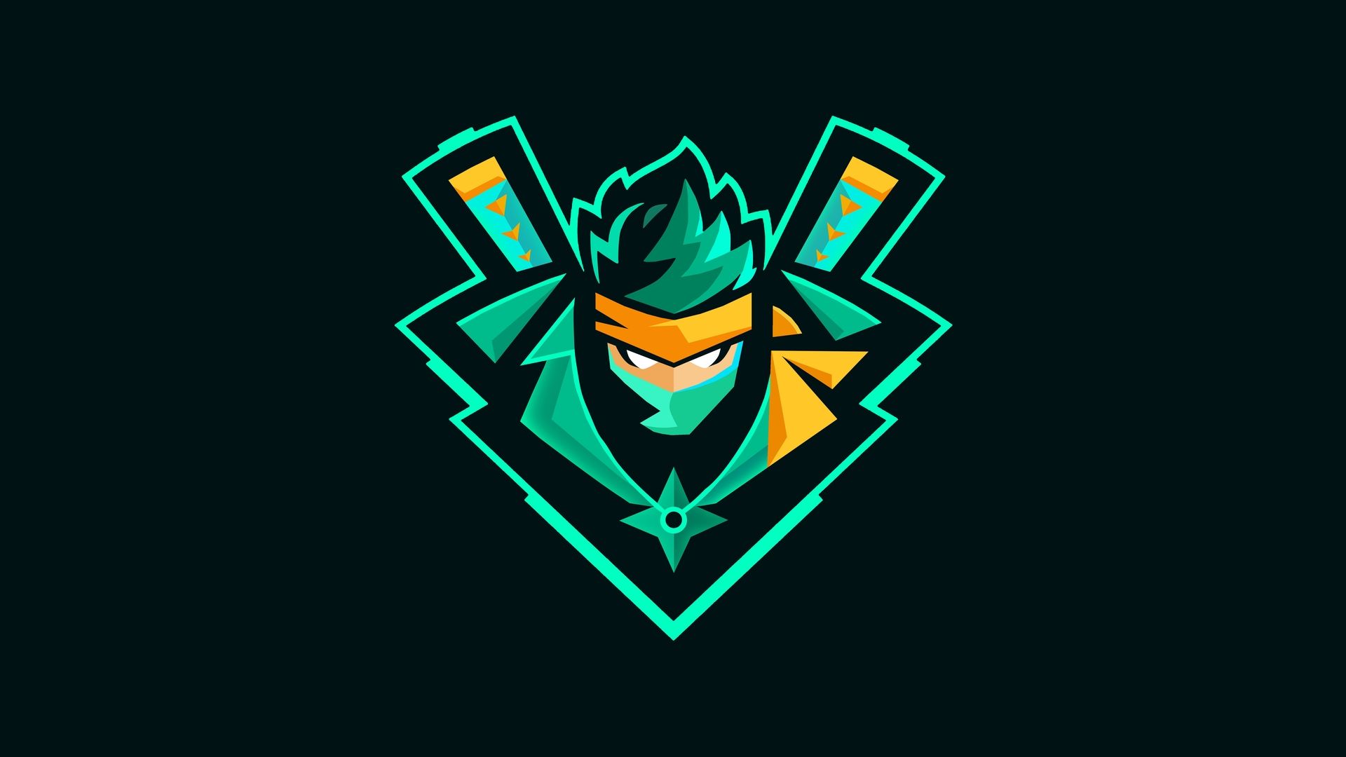 Logo mascotte ninja verde, 1920x1080 1080p, Laptop