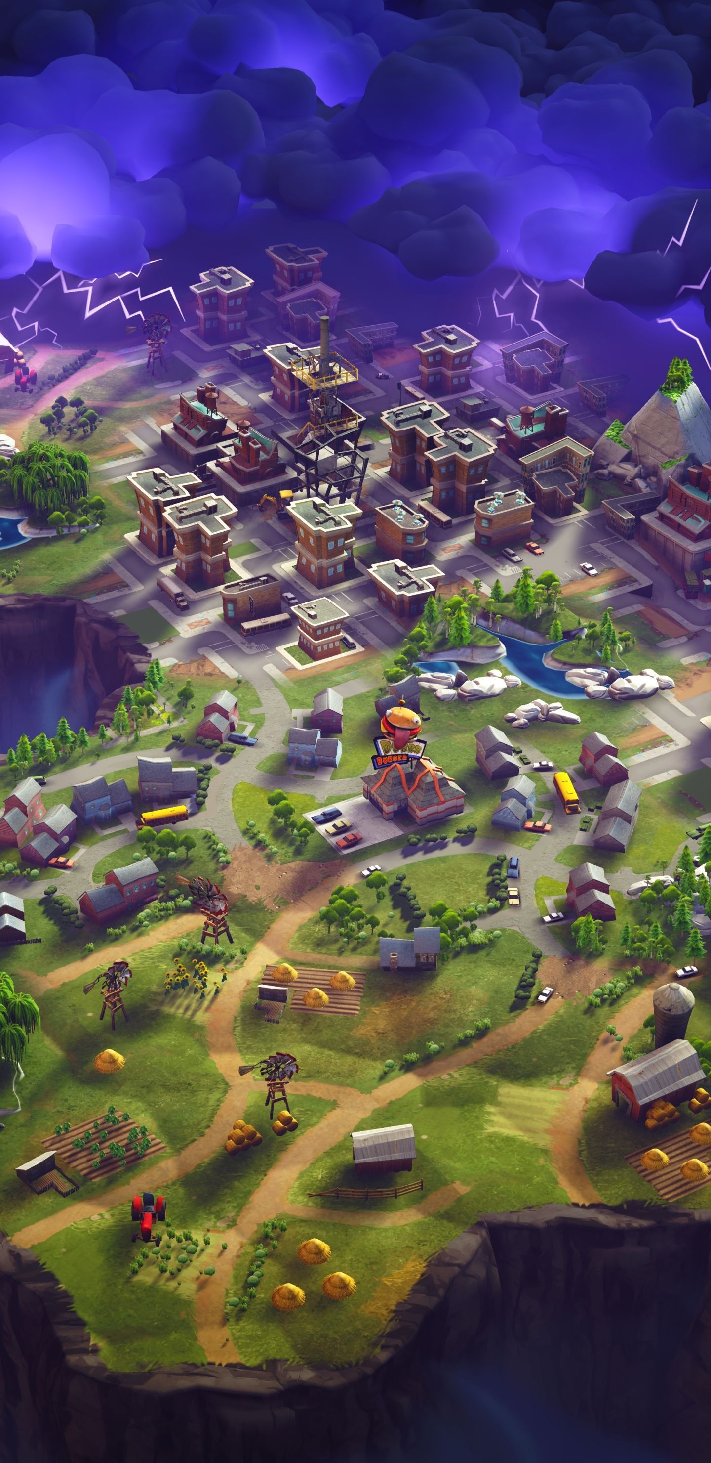 Mappa isola Fortnite dall'alto, 1440x2960 Verticale, Mobile