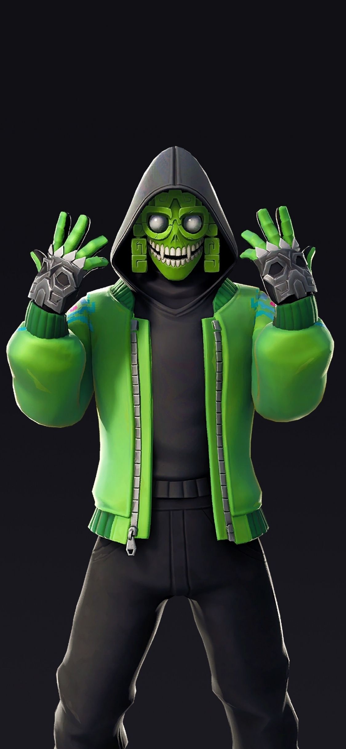 Personaggio Fortnite teschio verde, 1125x2436 Verticale, iPhone Pro Max