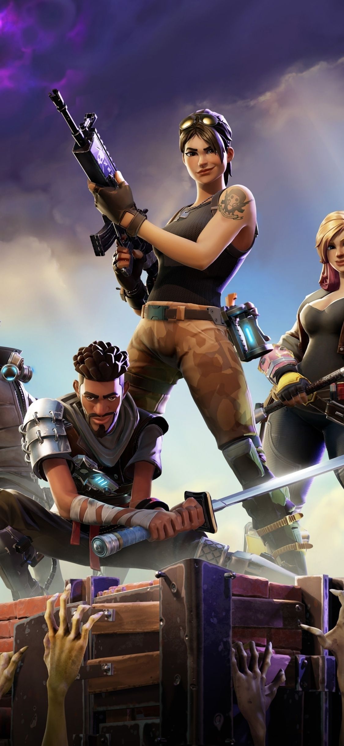 Personaggi Fortnite con armi, 1125x2436 Verticale, iPhone Pro Max