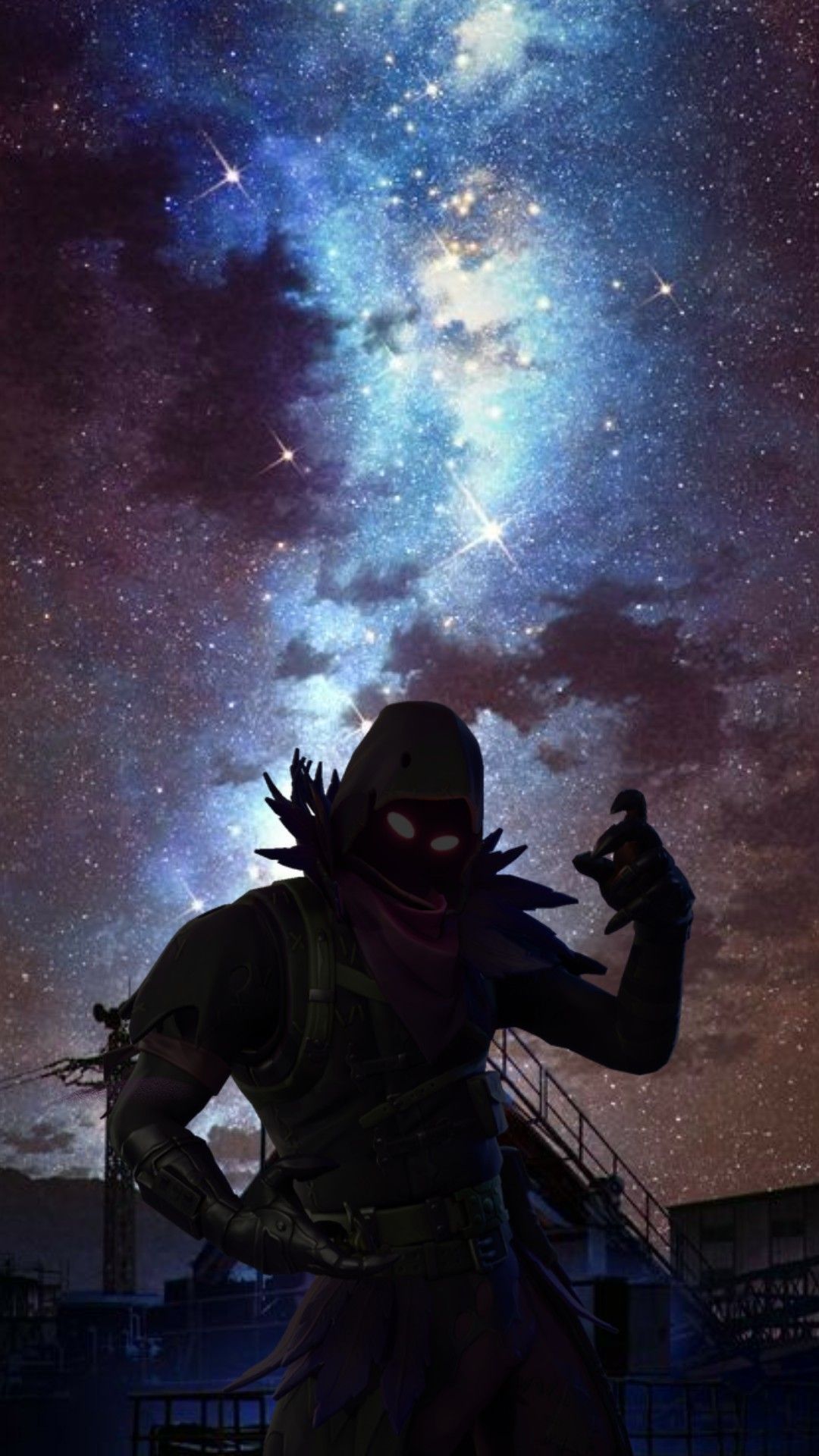 Personaggio Fortnite silhouette notte stellata, 1080x1920 Full HD Verticale, iPhone Plus