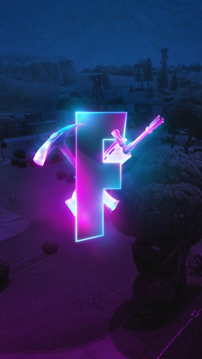 Logo Fortnite neon notturno, 675x1200 Verticale, iPhone Pro