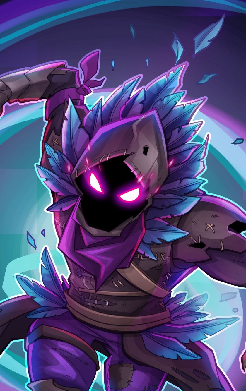 Raven Fortnite personaggio viola, 840x1336 Verticale, iPhone Pro