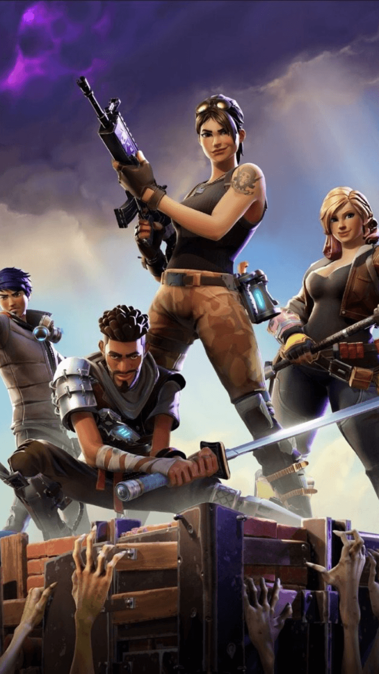 Personaggi Fortnite in battaglia, 750x1334 Verticale, Telefono