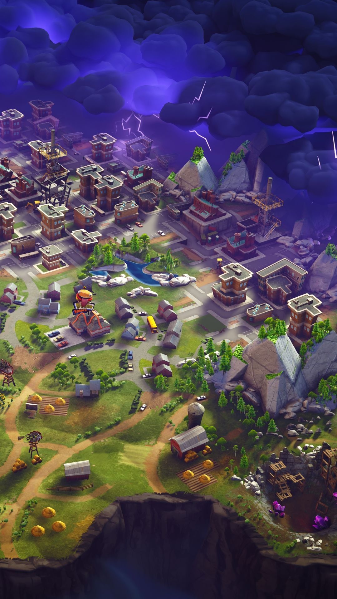 Isola Fortnite vista dall'alto, 1080x1920 Full HD Verticale, Samsung Galaxy