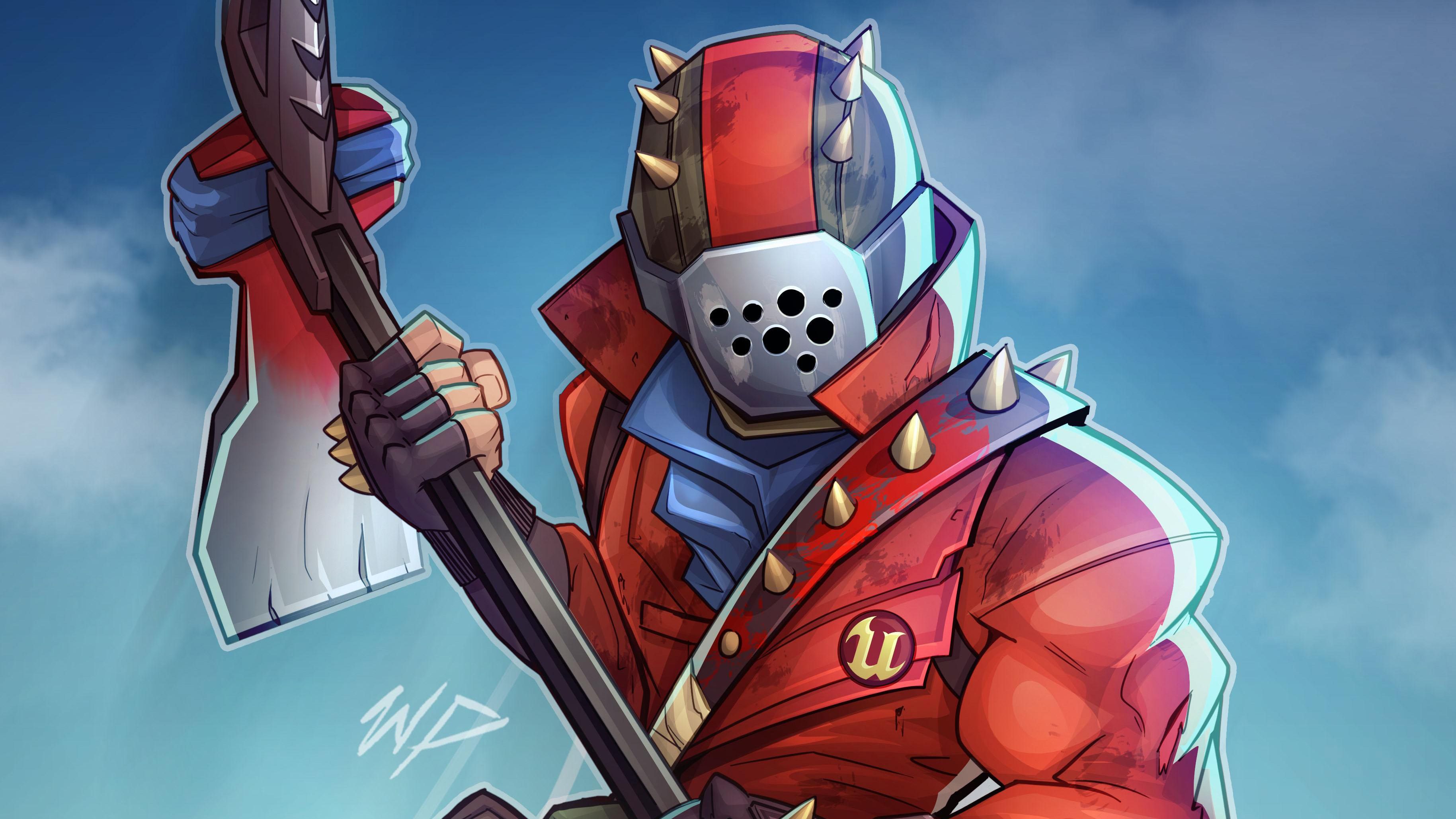 Personaggio Fortnite armatura rossa, 3658x2058 WQXGA, Desktop