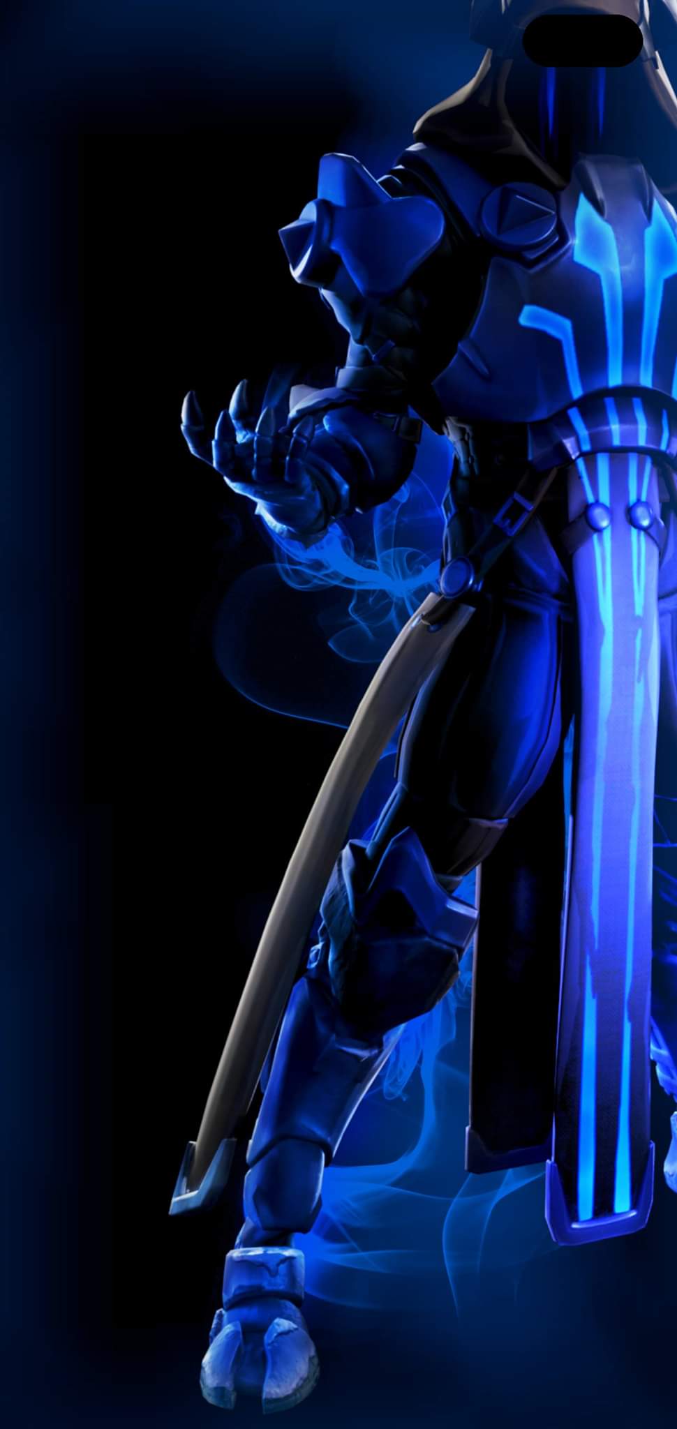 Personaggio Fortnite armatura blu, battle royale, 970x2048 Verticale, Telefono