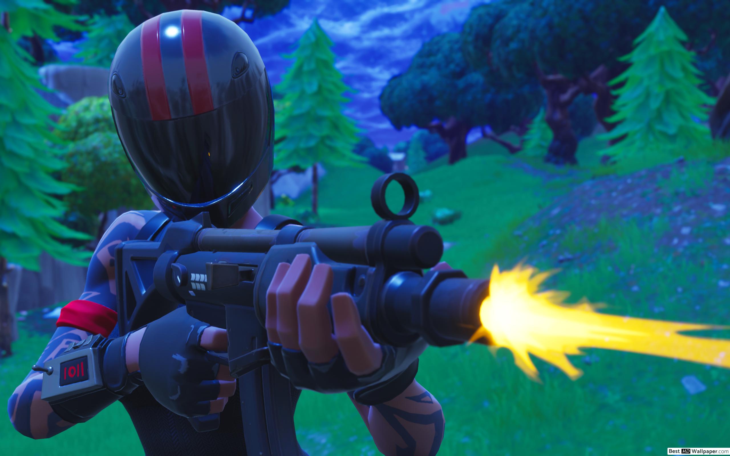Personaggio Fortnite con casco spara, 2560x1600 2K, Desktop