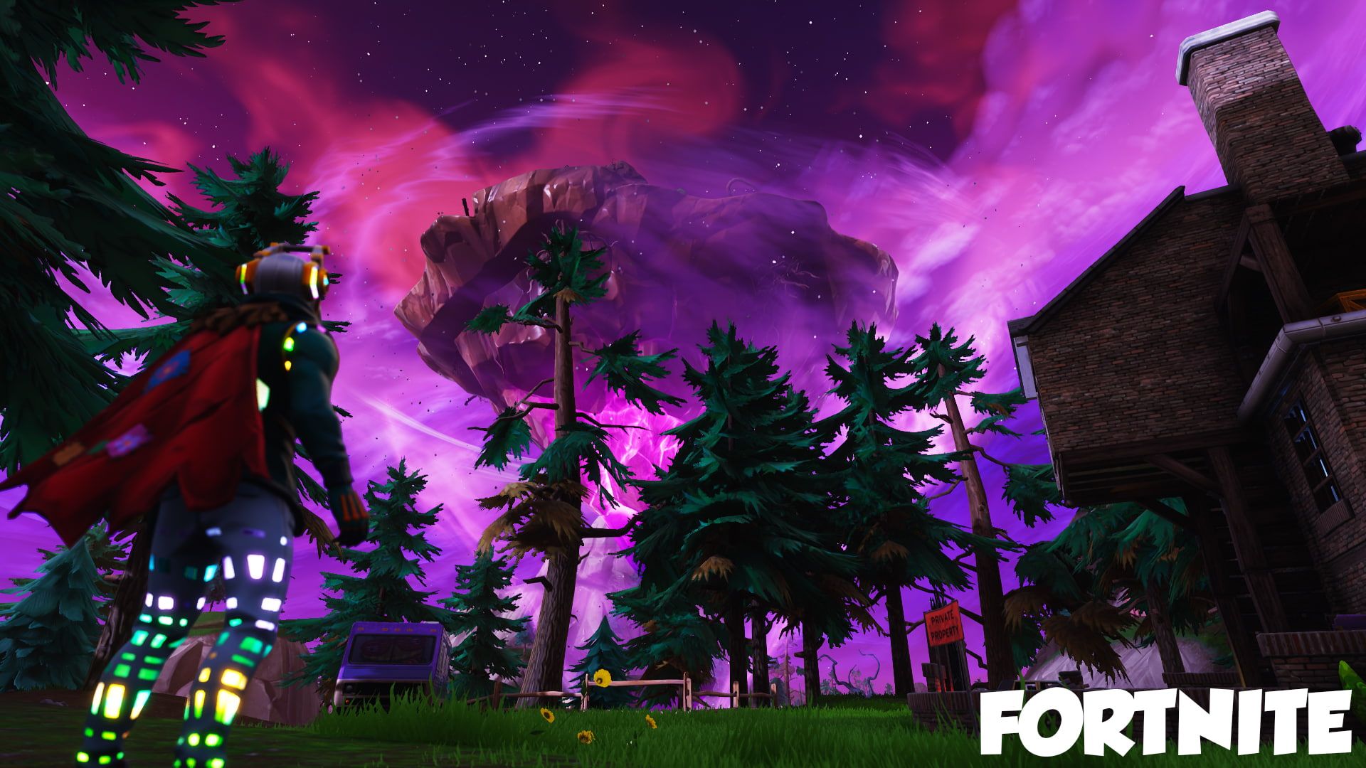 Personaggio Fortnite cielo viola, 1920x1080 Full HD 1080p, PC Desktop