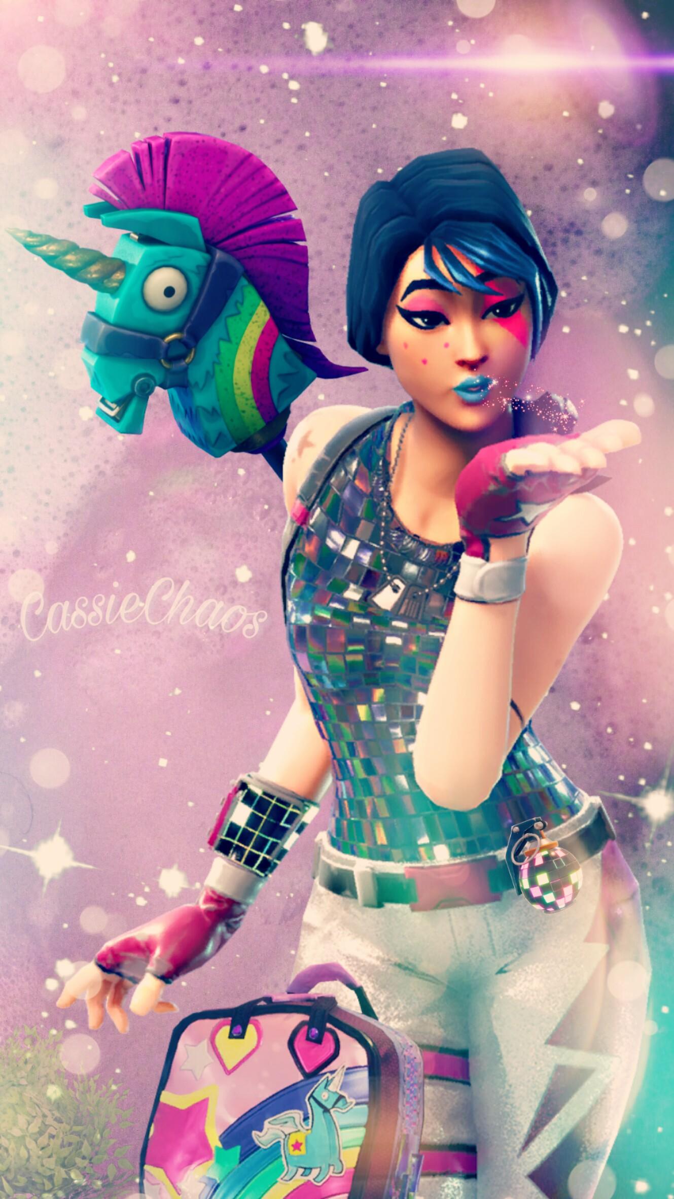 Personaggio Fortnite con zaino unicorno, Epic Games, 1329x2363 Full HD Verticale, iPhone