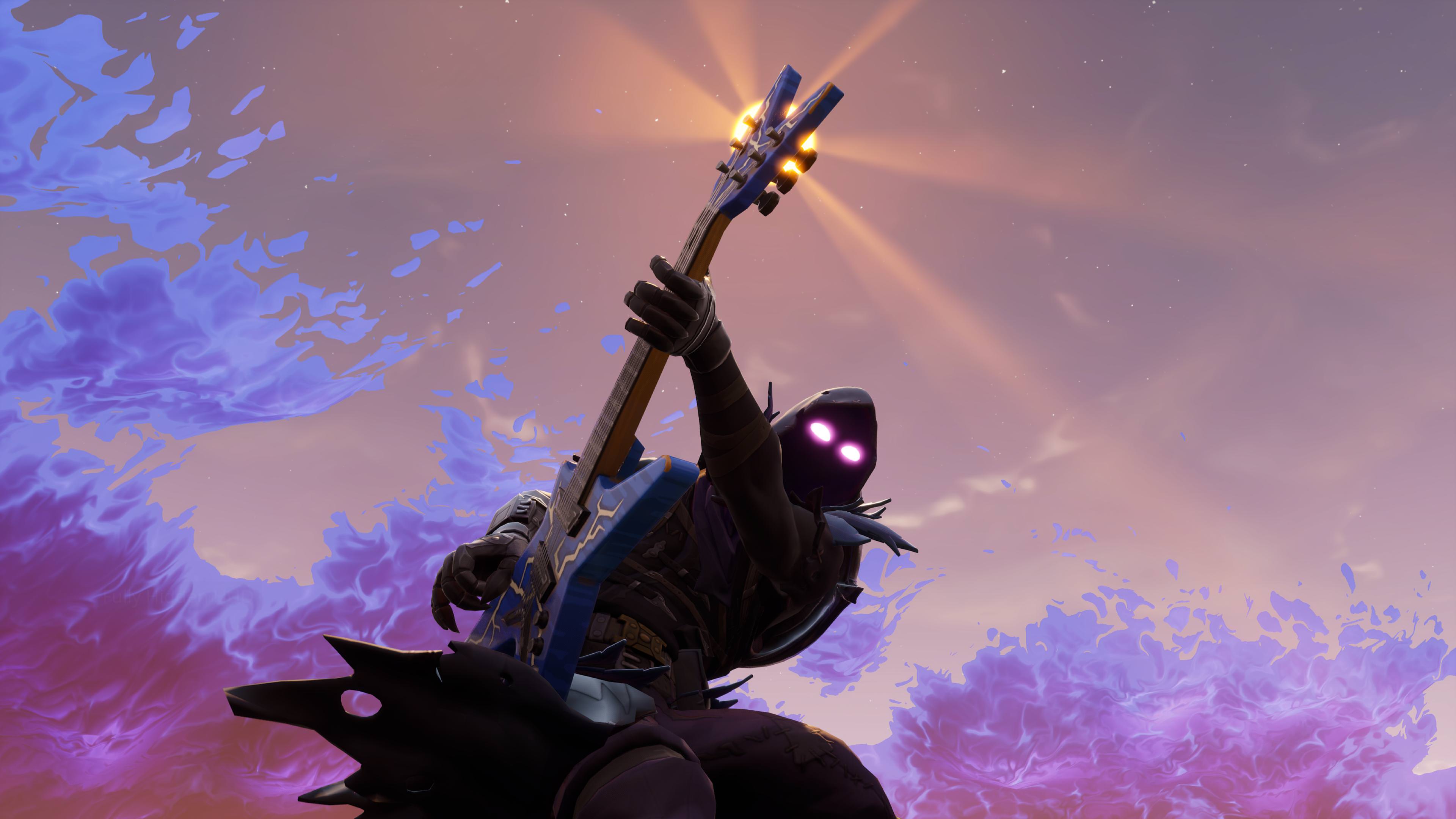Personaggio corvo con chitarra Fortnite, battle royale, 3840x2160 4K Ultra HD, Monitor 4K