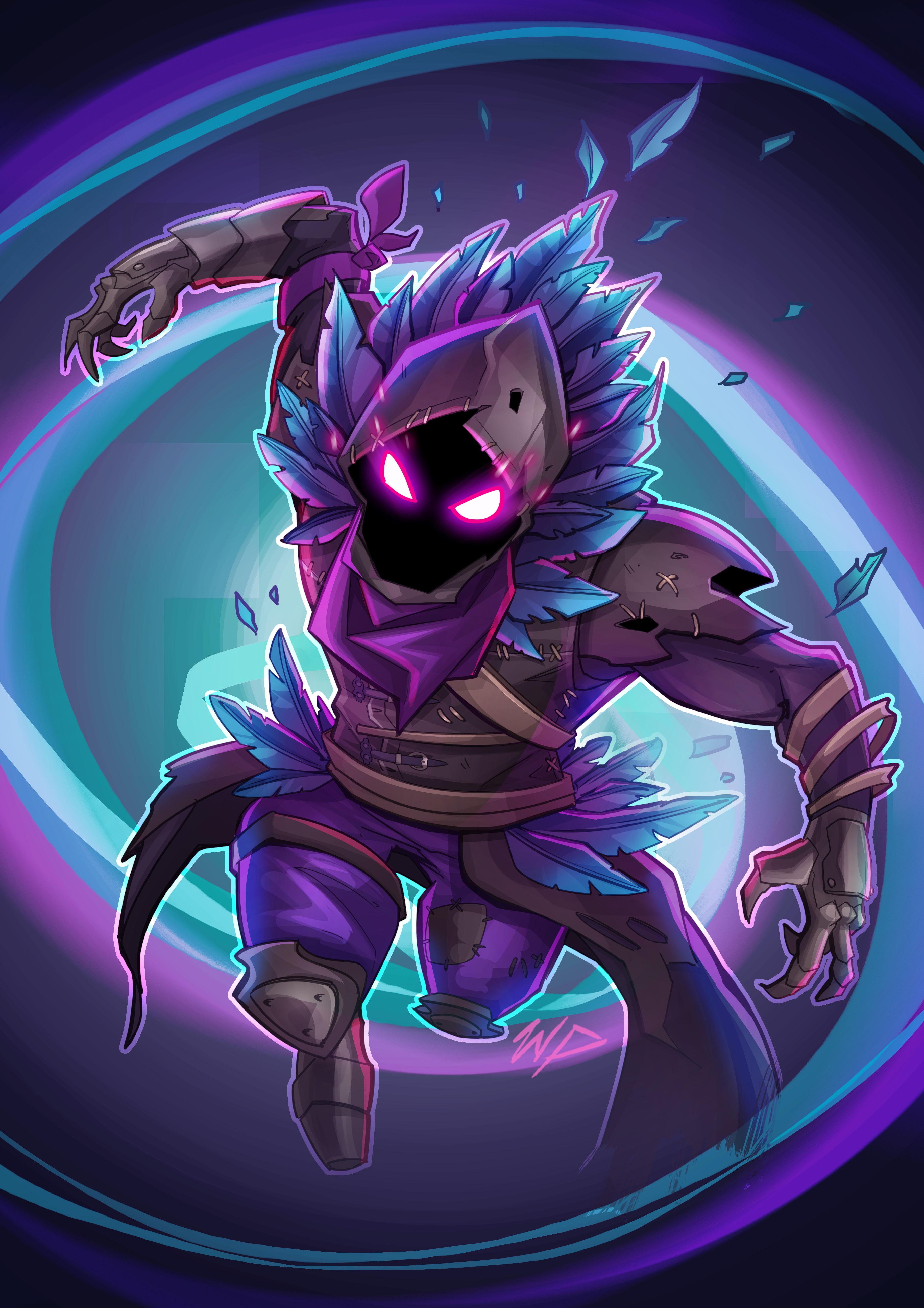 Raven Fortnite personaggio viola, Epic Games, 3658x5175 Verticale, Telefono