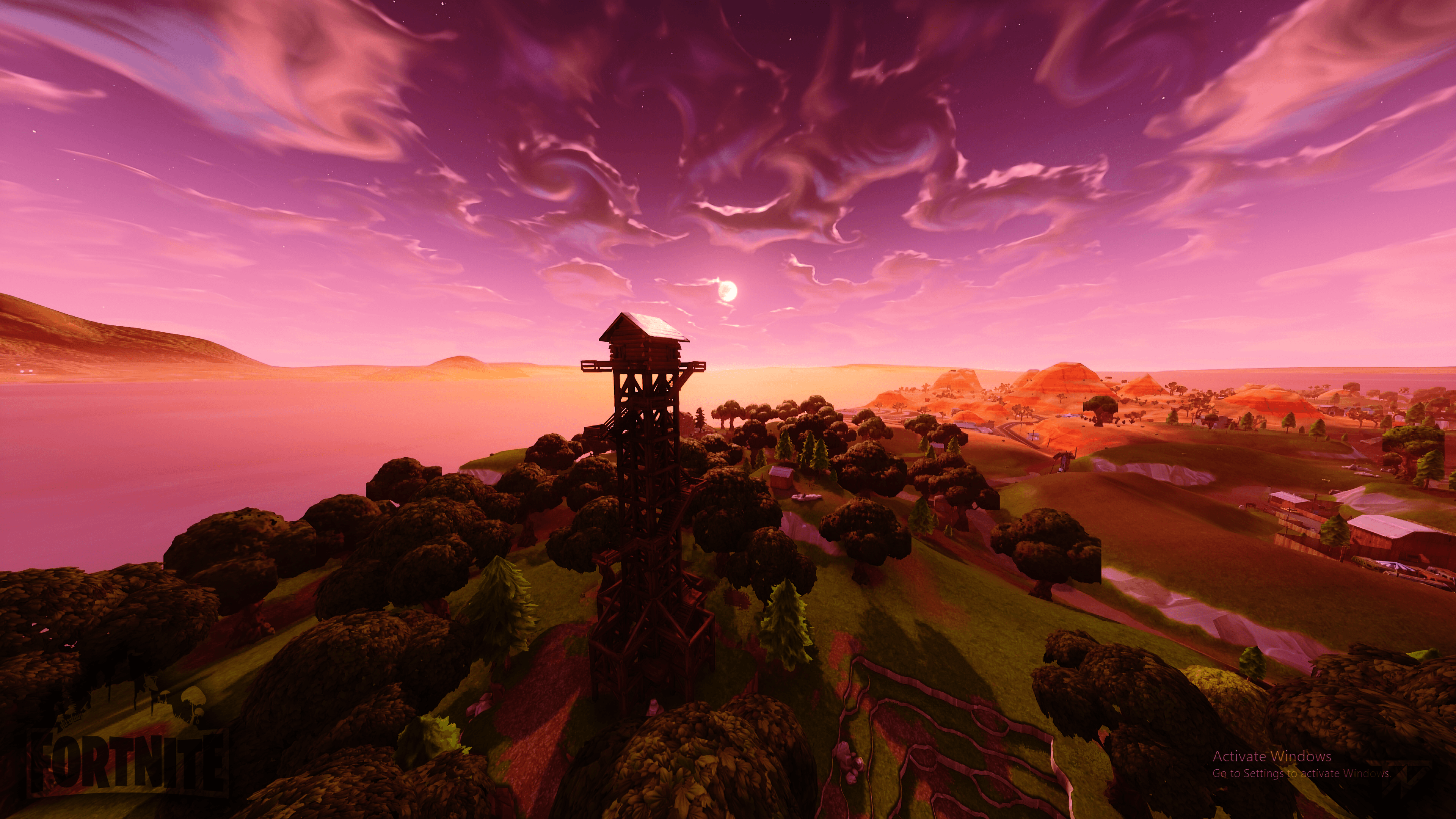 Fortnite Lonely Lodge tramonto, battle royale, 3840x2160 4K, Desktop 4K