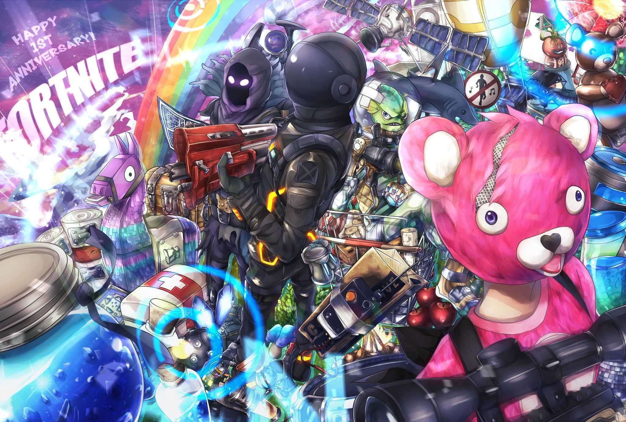 Personaggi Fortnite Skull Trooper collage, 2047x1382 alta risoluzione, Desktop