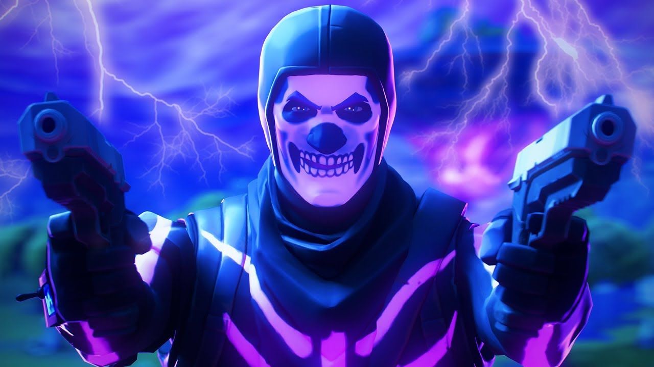 Skull Trooper Fortnite con pistole, battle royale, 1280x720 720p, Laptop