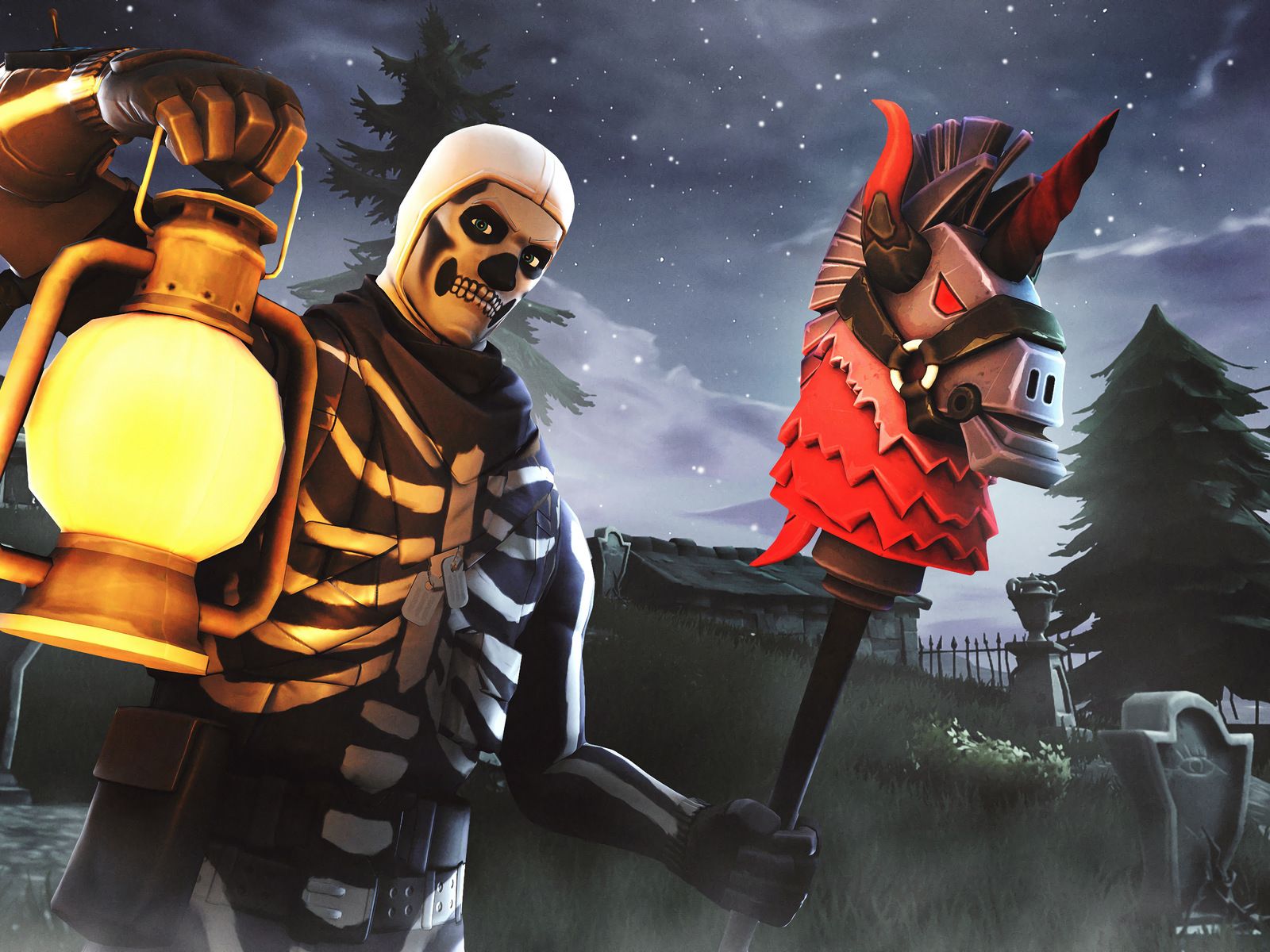 Skull Trooper con lanterna, Fortnite, Epic Games, 1600x1200 HD, PC
