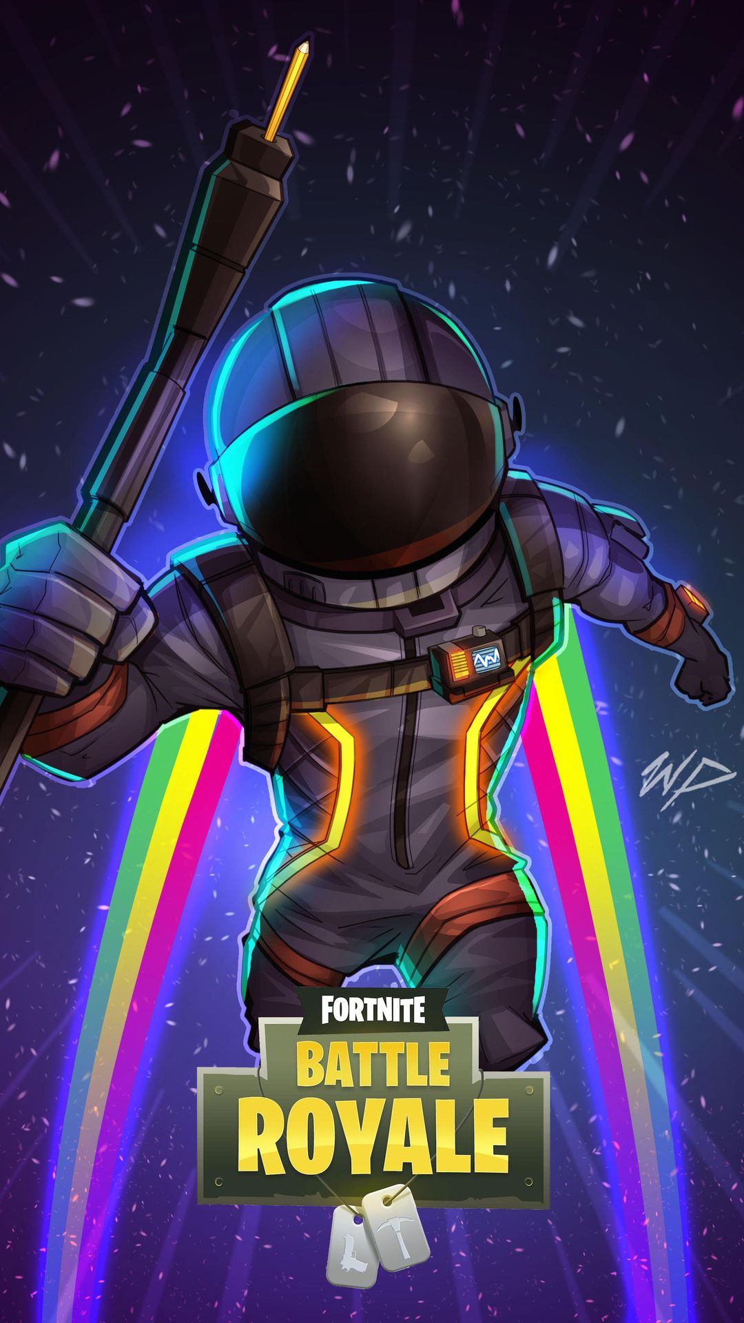 Fortnite personaggio astronauta arcobaleno, battle royale, 1080x1920 Verticale, Mobile