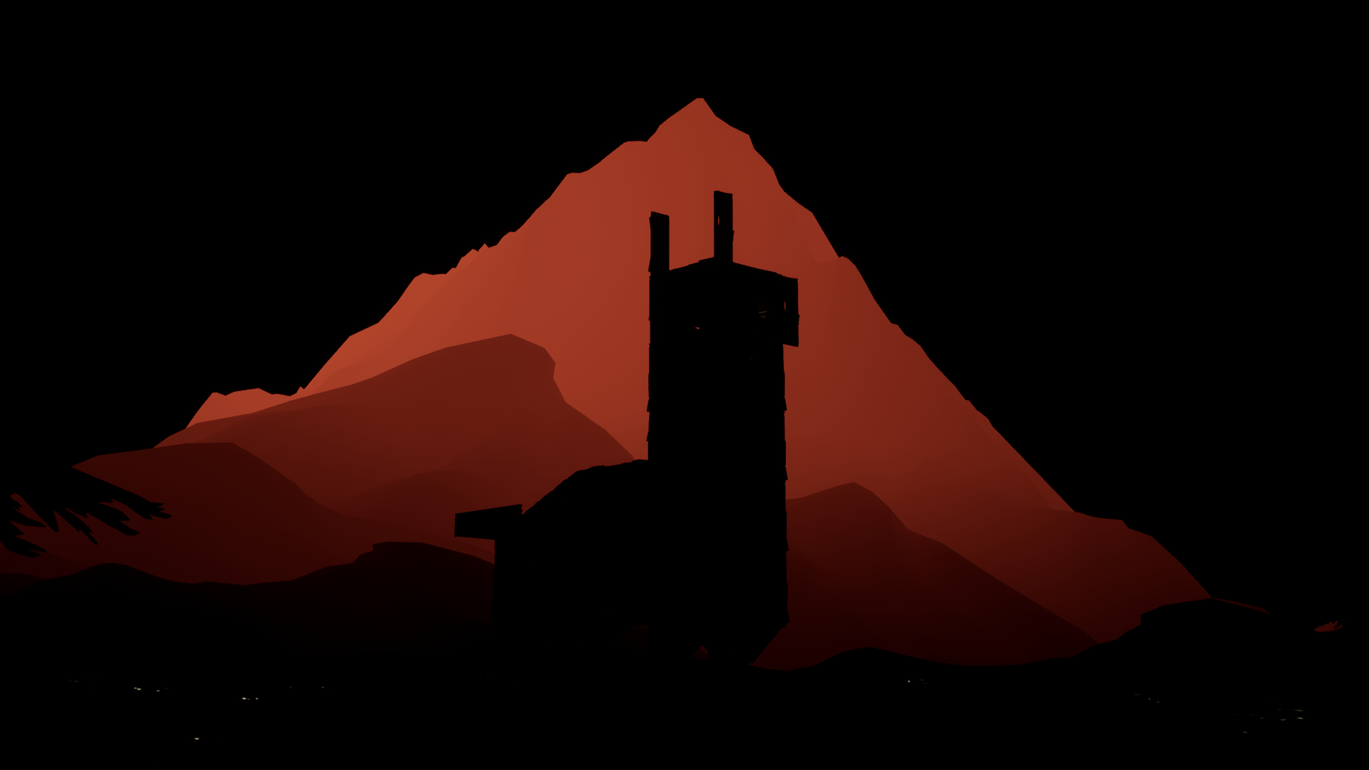 Silhouette torre montagna rossa, 1920x1080 Full HD, Laptop