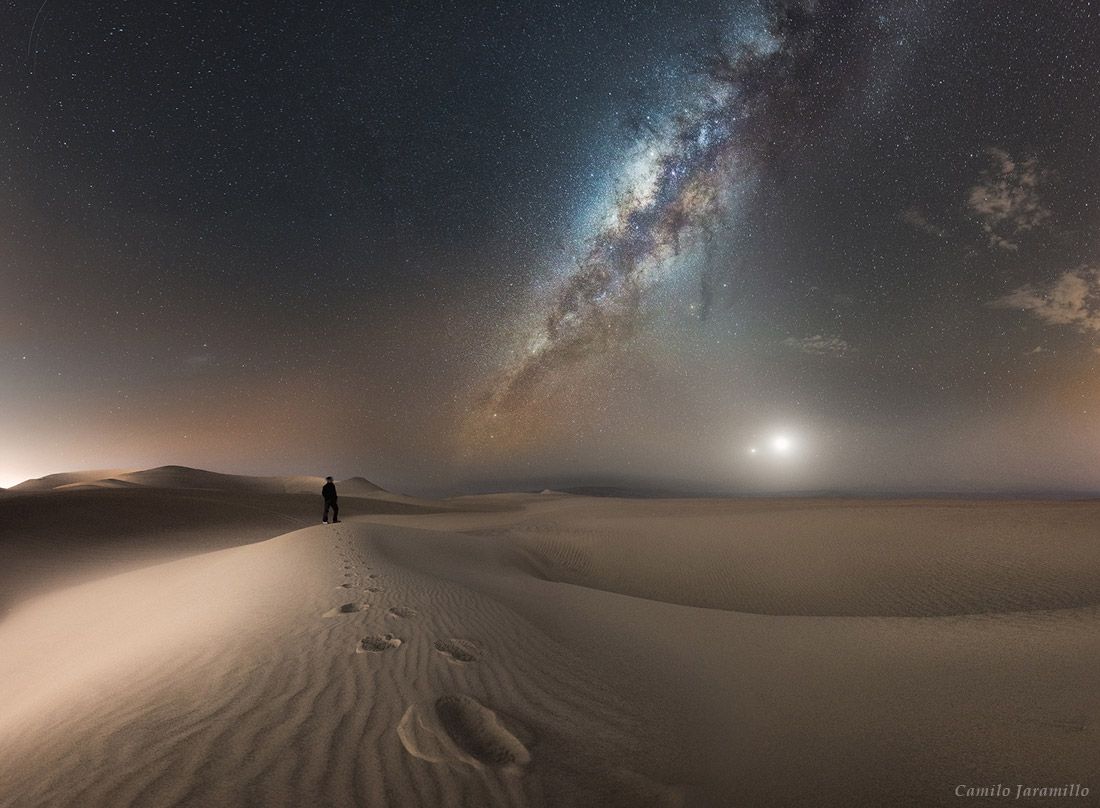 Via Lattea su dune deserto, 1100x808 HD, PC