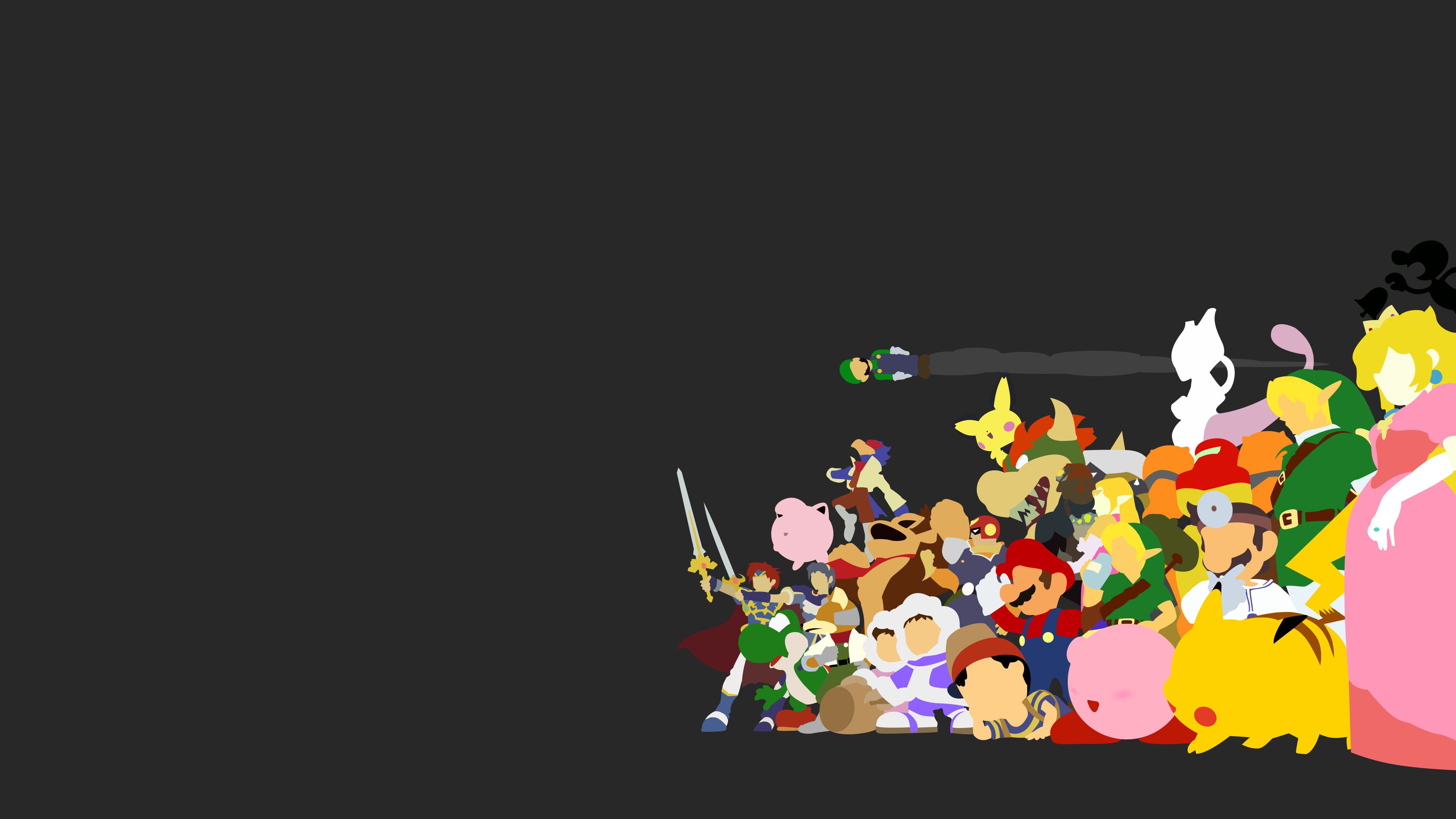 Personaggi Super Smash Bros minimalisti, 3840x2160 4K Ultra HD, Monitor 4K