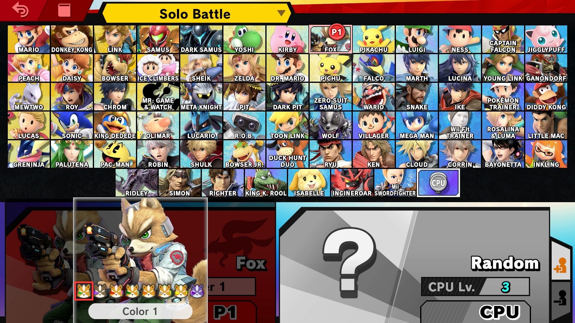 Fox Super Smash Bros Ultimate menu, 1920x1080 Full HD 1080p, PC Desktop