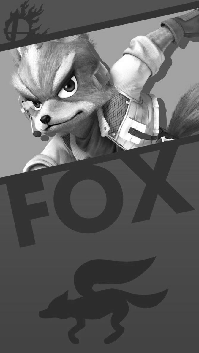 Fox McCloud Star Fox bianco e nero, 670x1190 Verticale, Telefono