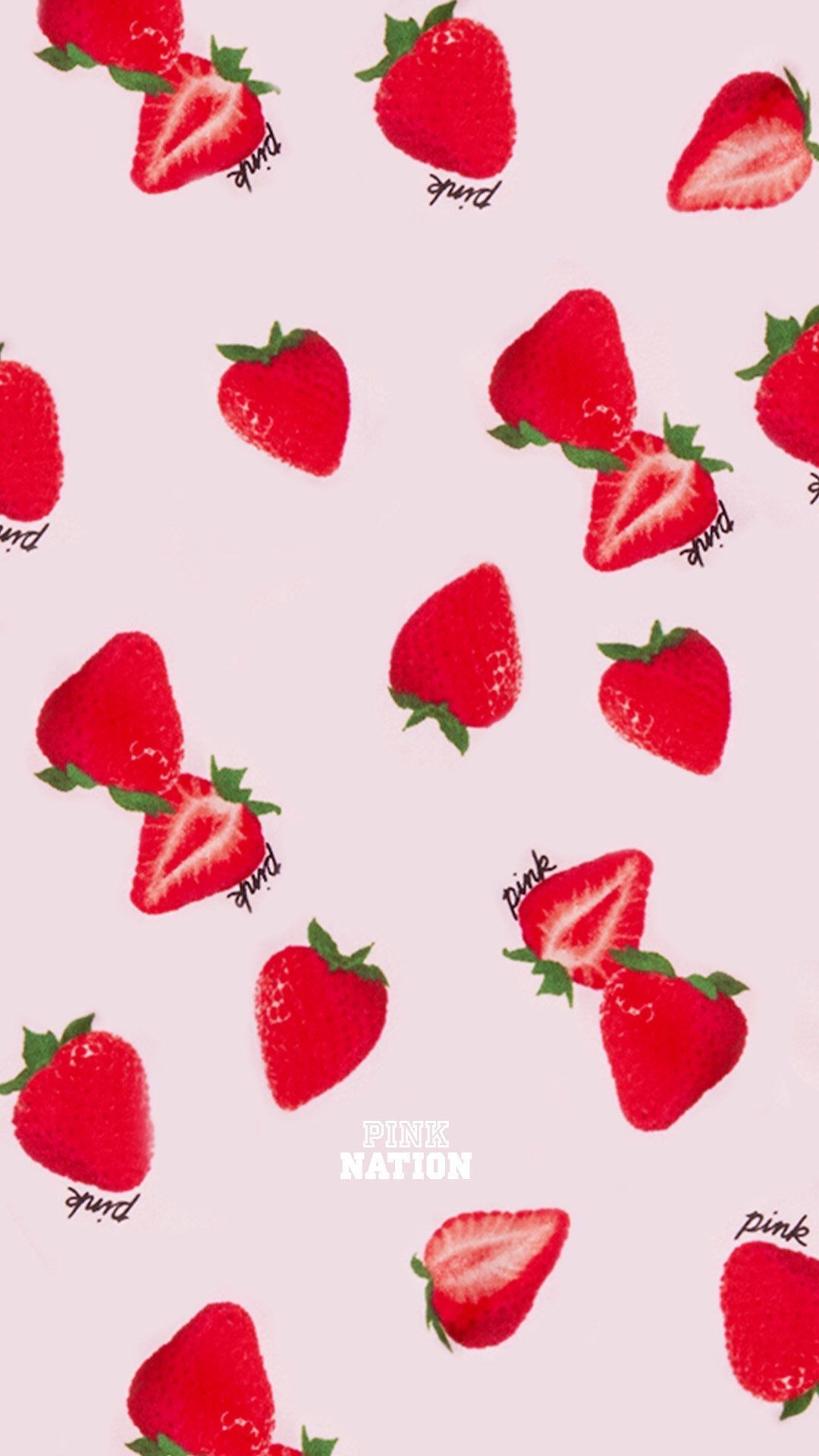 Fragole rosse su rosa pastello, 1080x1920 Verticale, Mobile