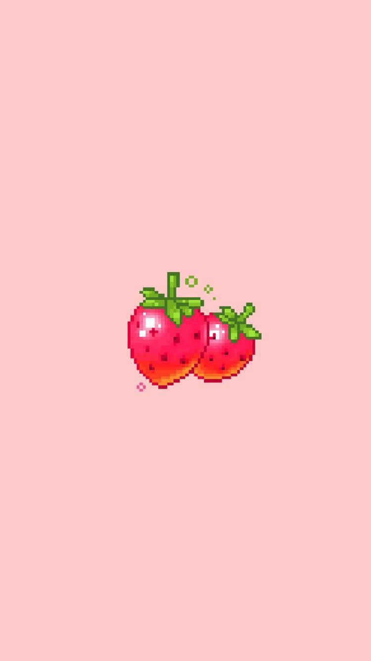 Fragole pixel art rosa, 750x1334 Verticale, Mobile
